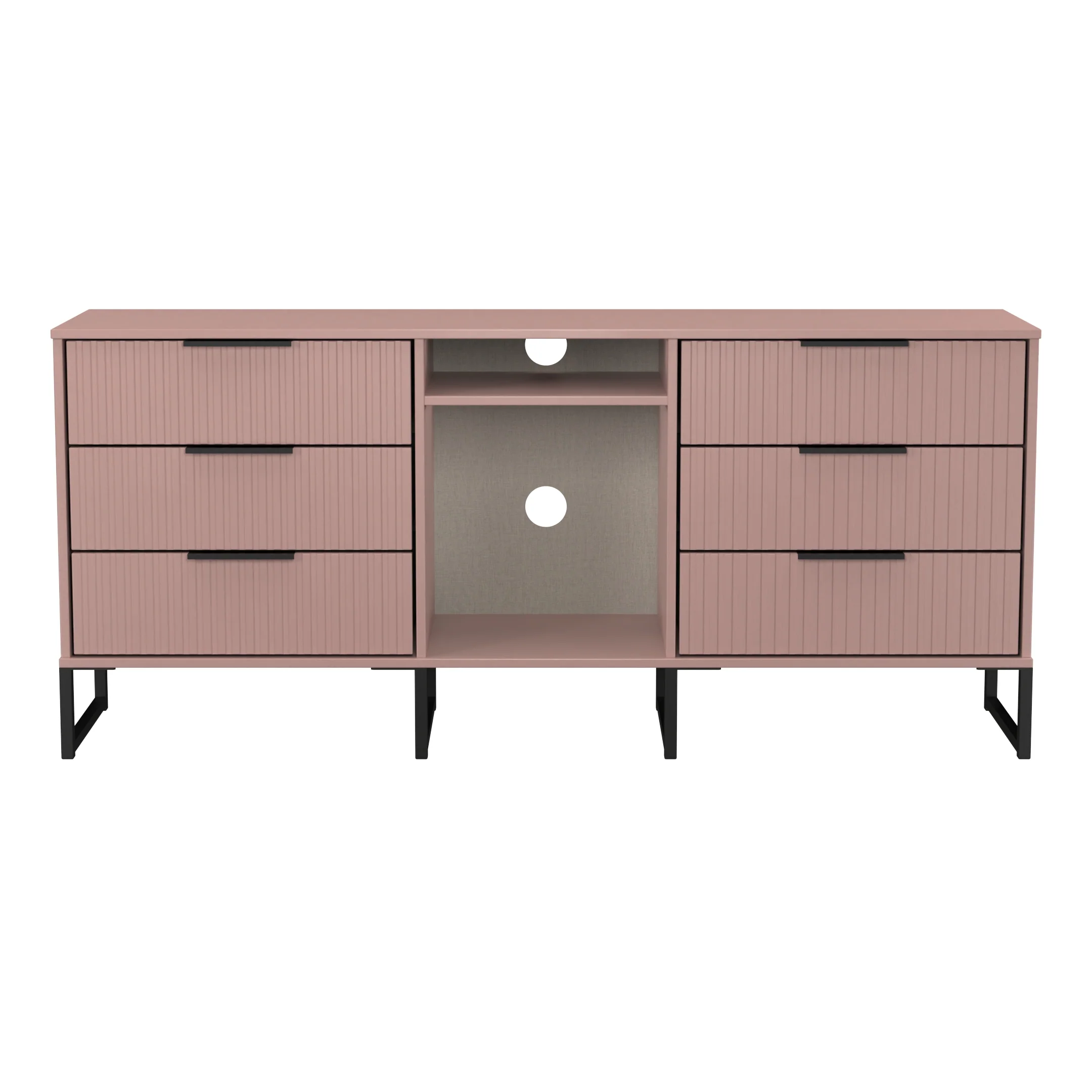 Fluted 6 Drawer Sideboard in Kobe Pink - Ready Assembled - Image 2