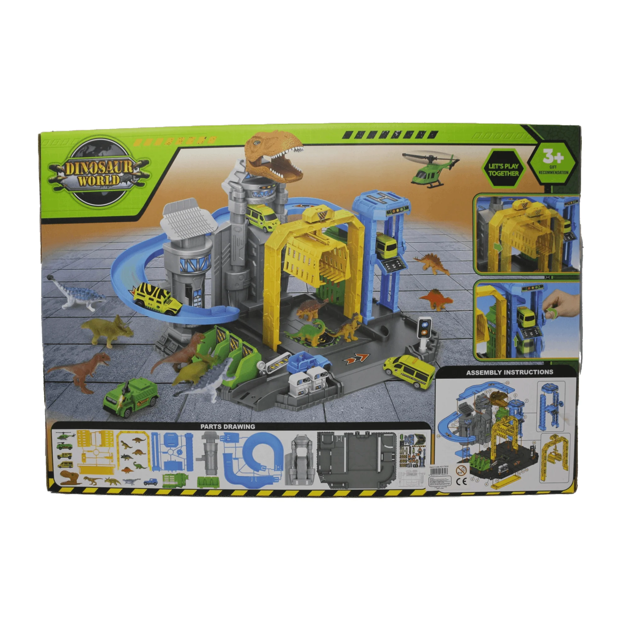 Garage with Dinosaur & Cars