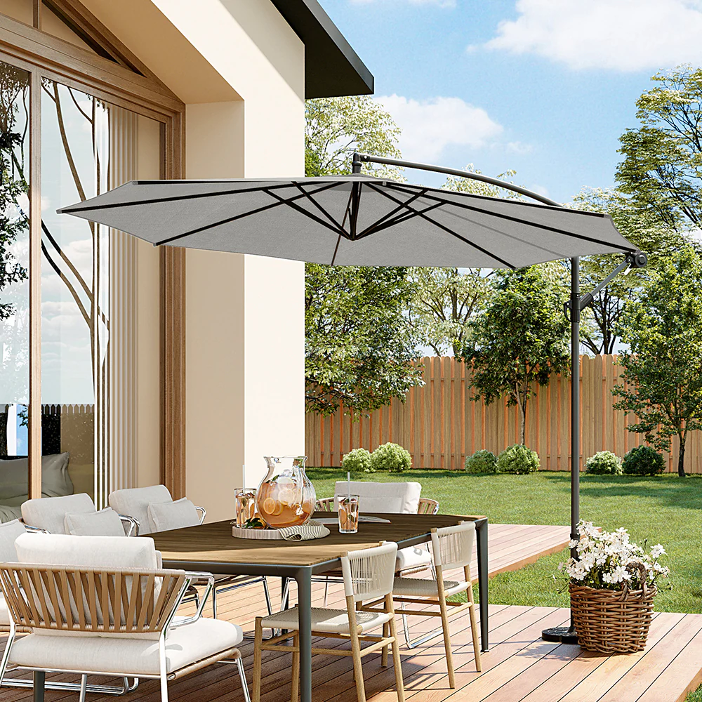 Garden Sanctuary 3M Large Banana Cantilever Patio Parasol for Outdoor Sunshade and Rain - Image 2