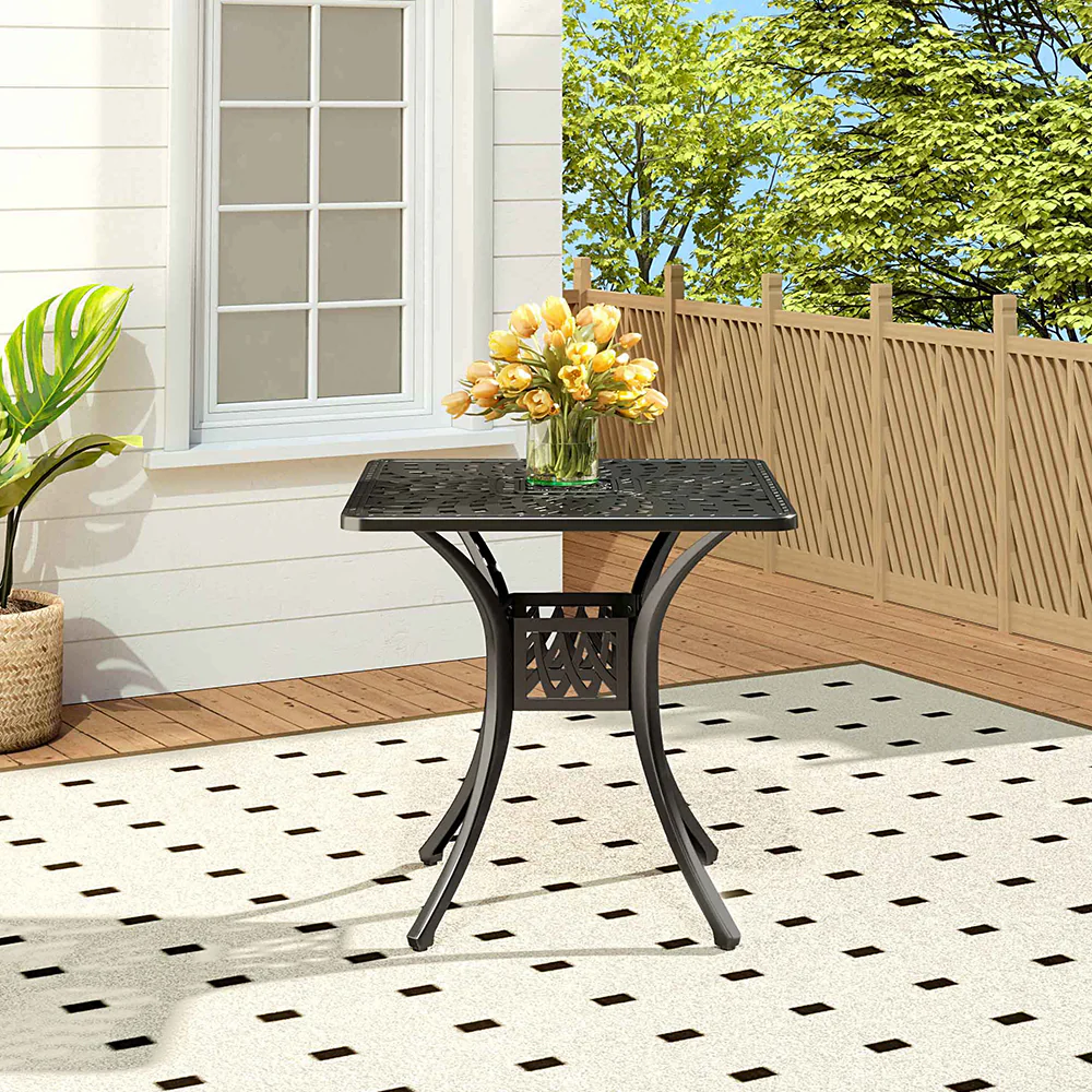 Garden Sanctuary Cast Aluminum Square Outdoor Dining Table Black - Image 2