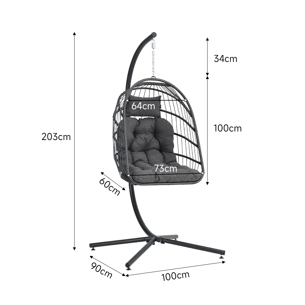 Garden Sanctuary Hanging Chair With Stand And Cushion - Image 10
