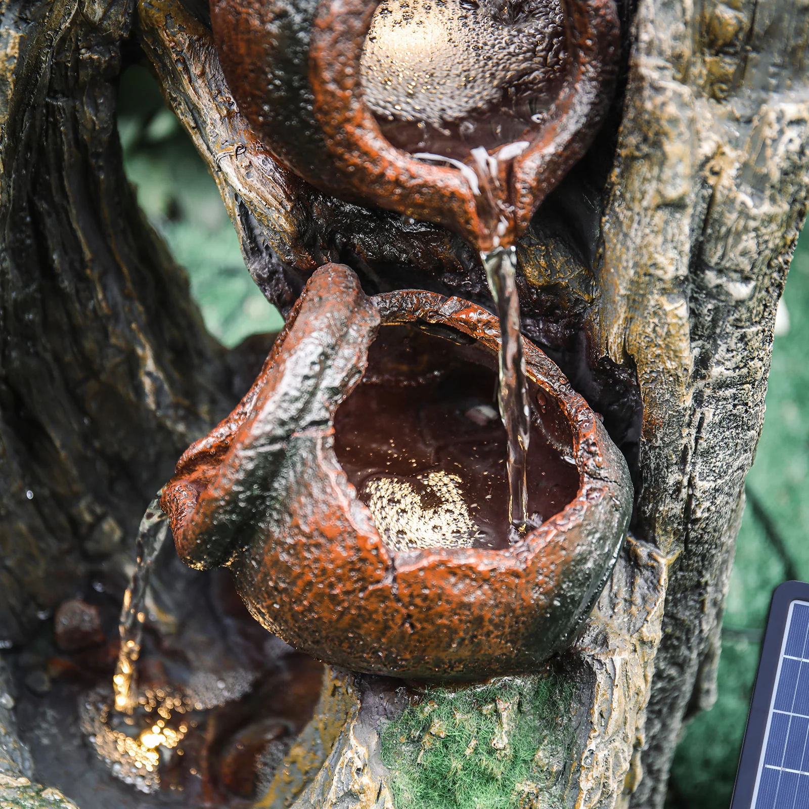 Garden Sanctuary Outdoor Water Fountain Rockery Decoration Solar Powered - Image 3