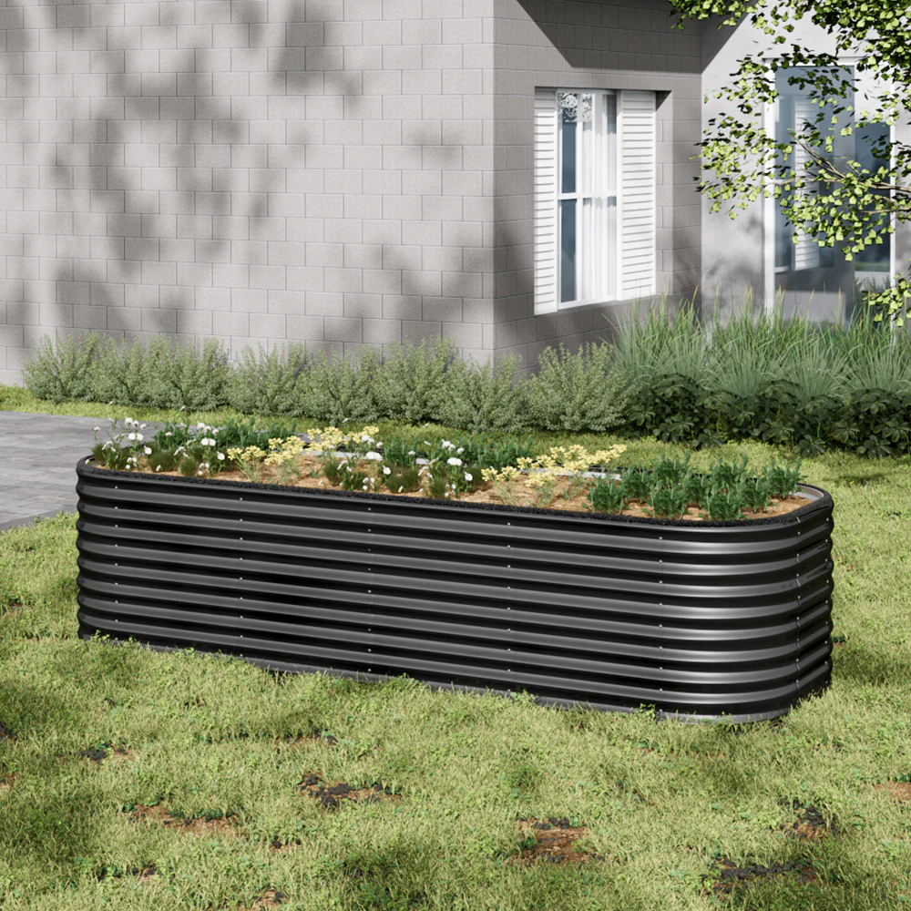 Garden Sanctuary Oval-Shaped Galvanized Steel Raised Garden Bed - Image 2