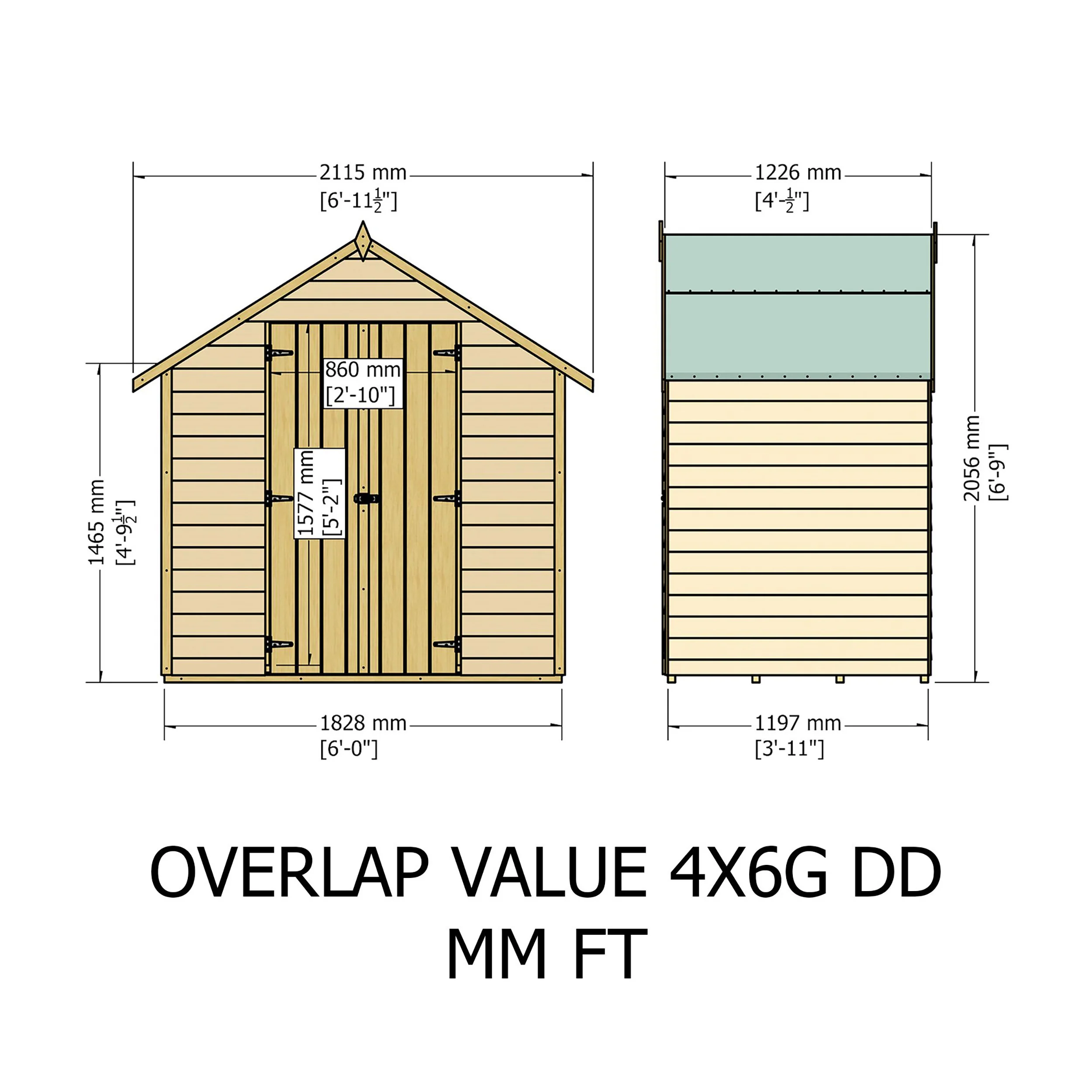 Garden Value Overlap 4 X 6 Double Door Shed - Image 8