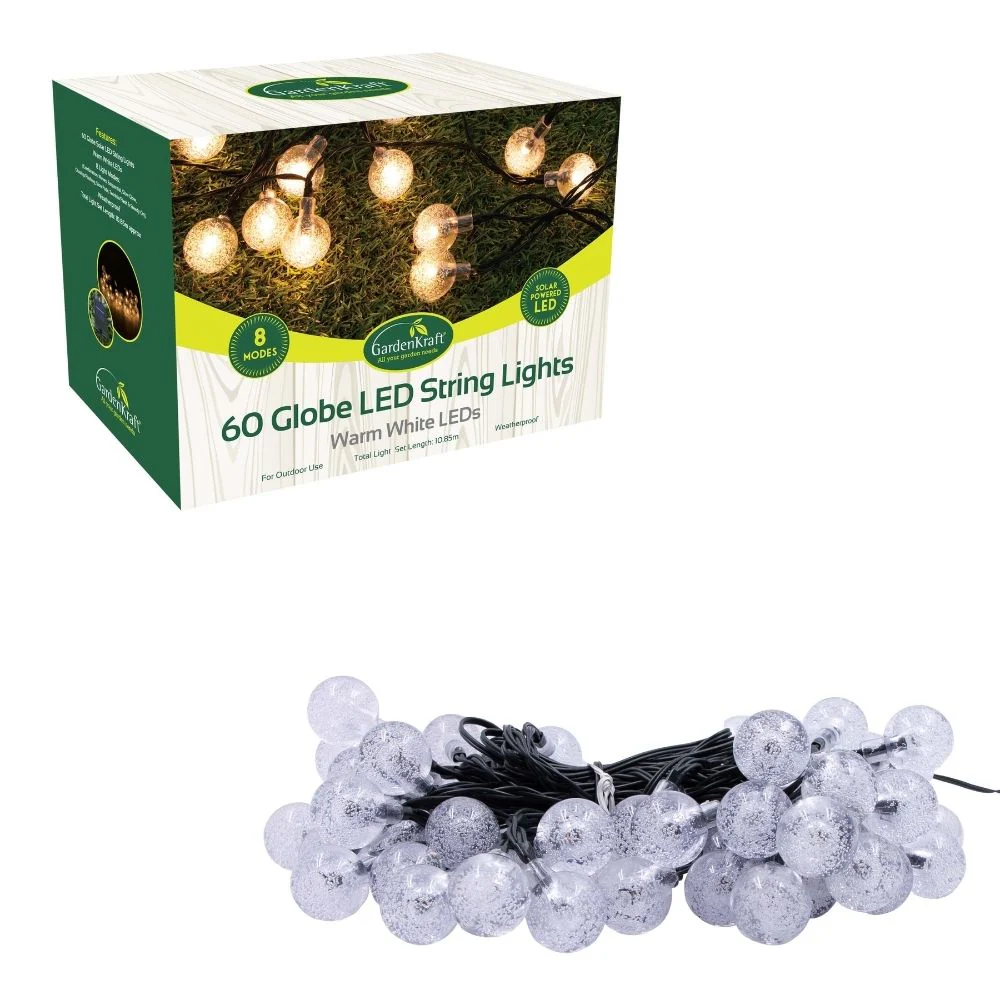 GardenKraft Solar Globe String Lights x 50 Warm White LEDs - Image 3