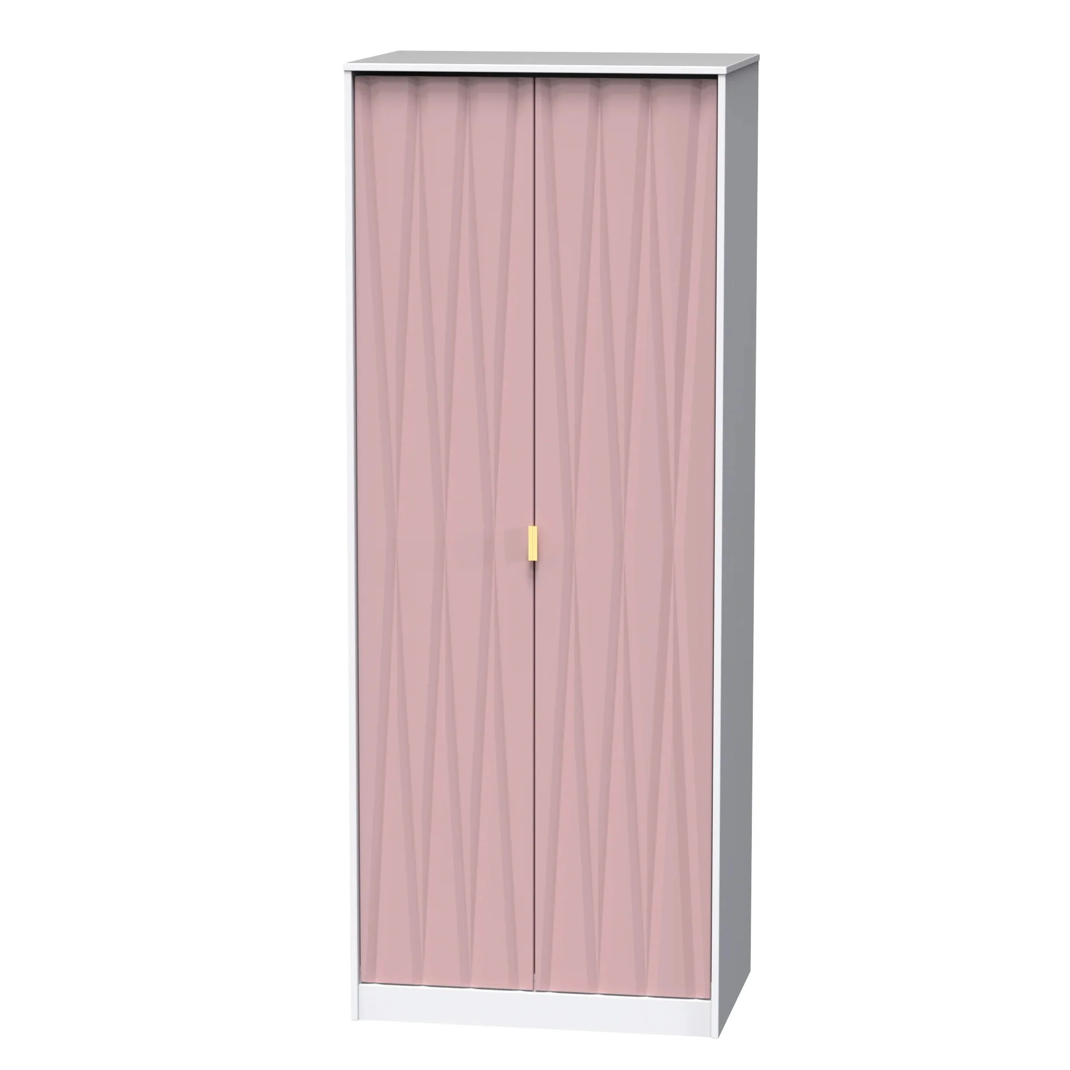 Glitz Ready Assembled 2 Door Wardrobe in Kobe Pink & White - Image 2