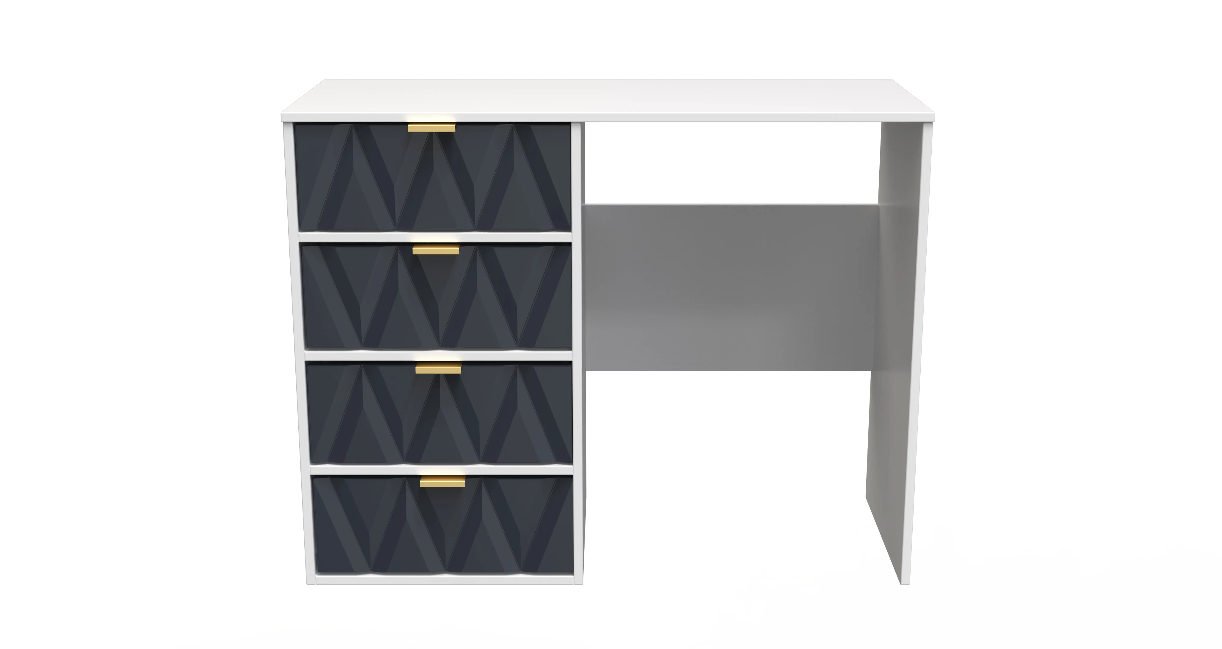 Glitz Ready Assembled 4 Drawer Vanity in Indigo Matt & White - Image 2