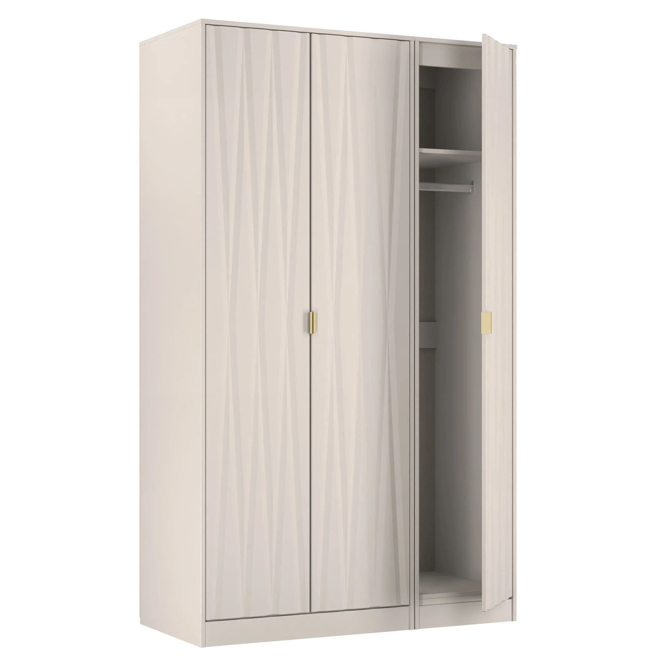 Glitz Ready Assembled Tall Triple Plain Wardrobe in Kashmir Matt - Image 6