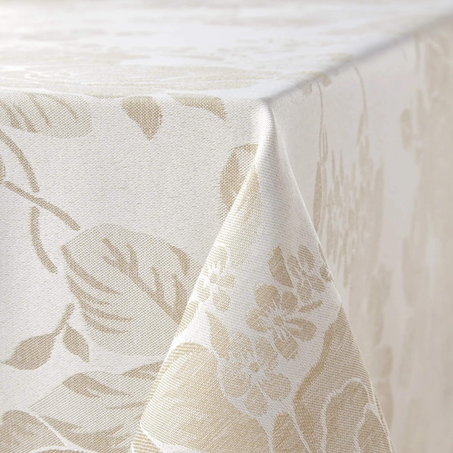 Grace Floral Jacquard Table Clot Sateen Damask Table Cloth with a Subtle Jacquard Design in Natural - Image 5