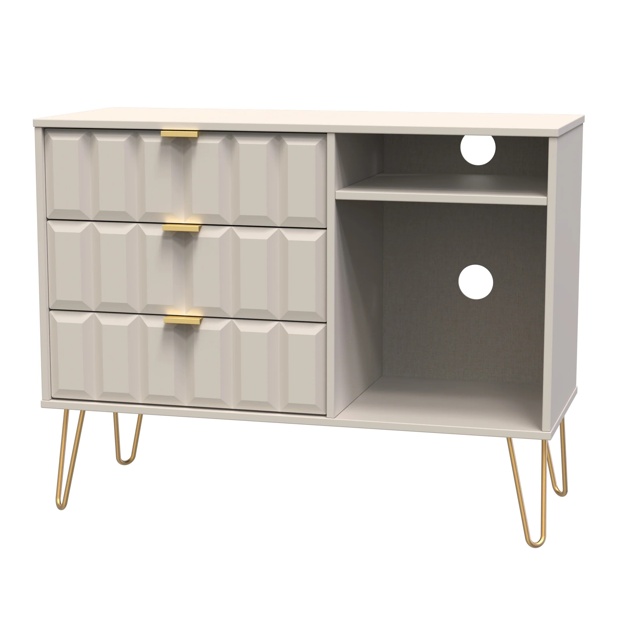 Hanover Ready Assembled 3 Drawer TV Unit in Kashmir Matt - Image 3
