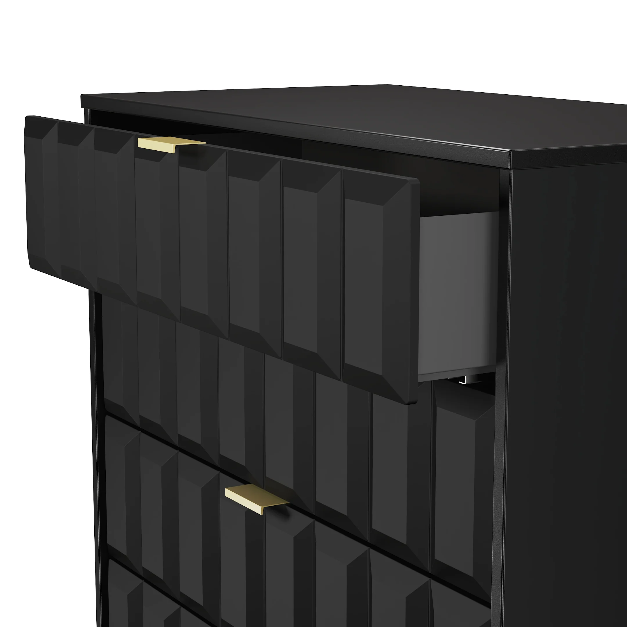 Hanover Ready Assembled 4 Drawer Chest in Deep Black & Black Matt - Image 10