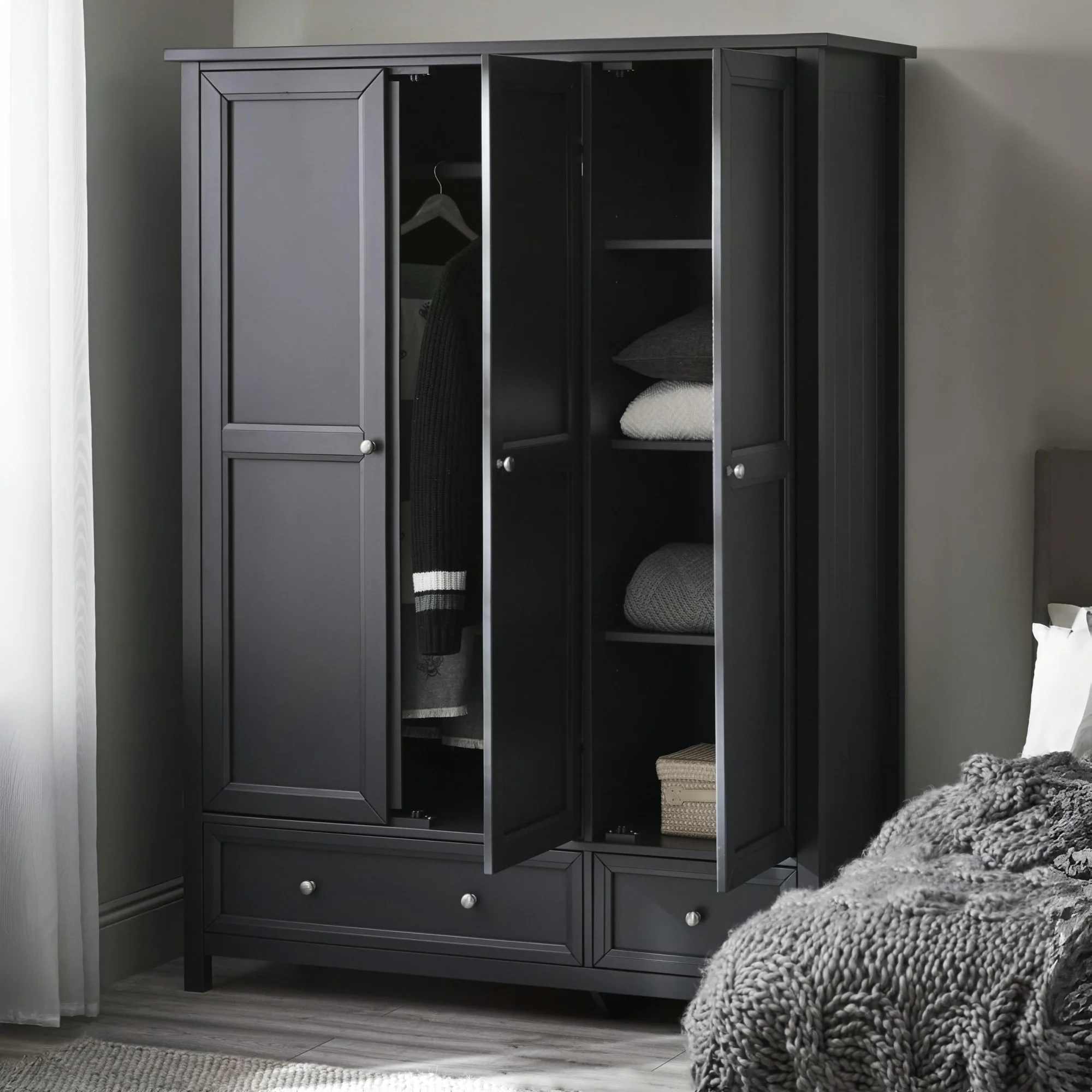 HARBOR 3 DOOR COMBINATION WARDROBE - ANTHRACITE - Image 2
