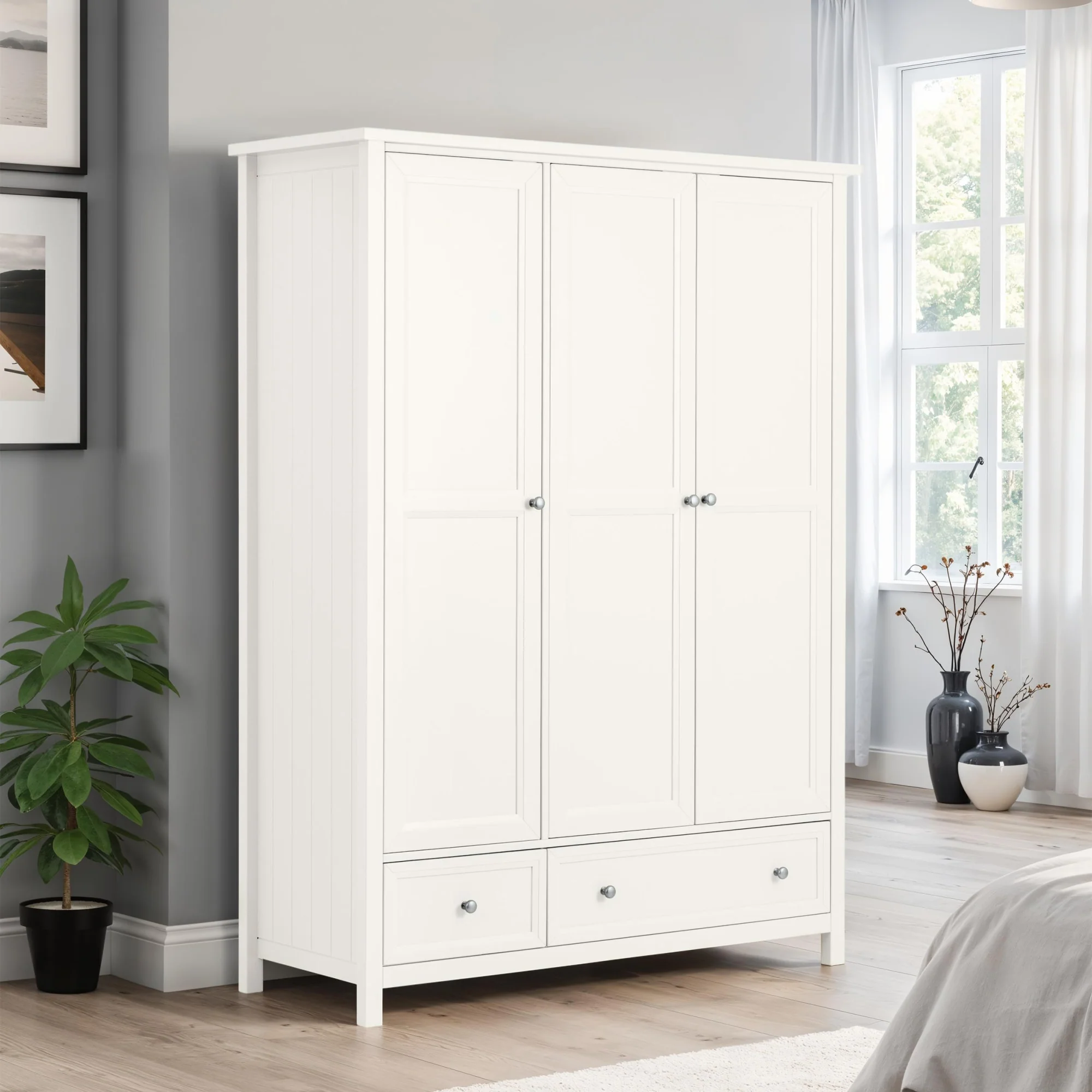 HARBOR 3 DOOR COMBINATION WARDROBE - SURF WHITE