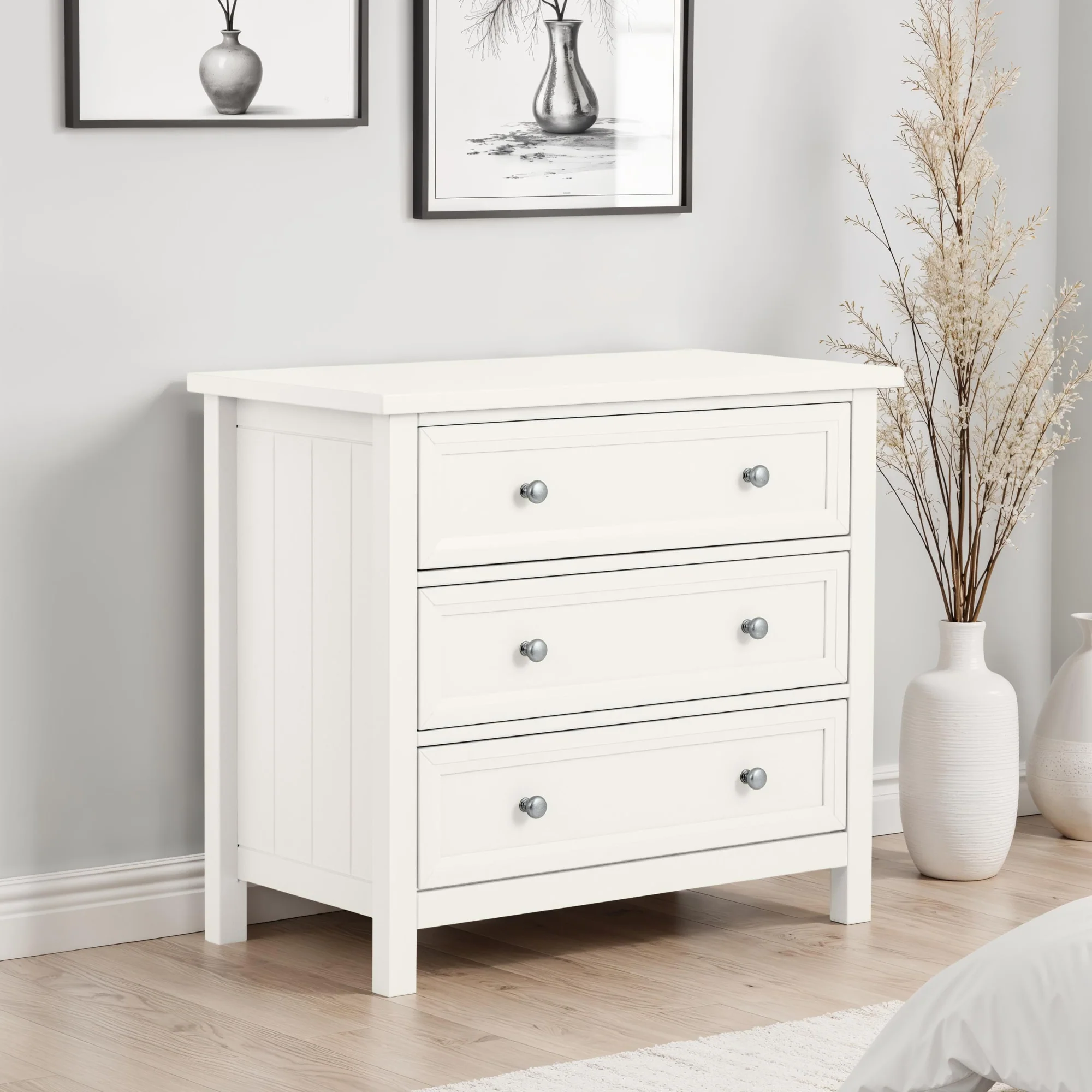 HARBOR 3 DRAWER WIDE CHEST - SURF WHITE