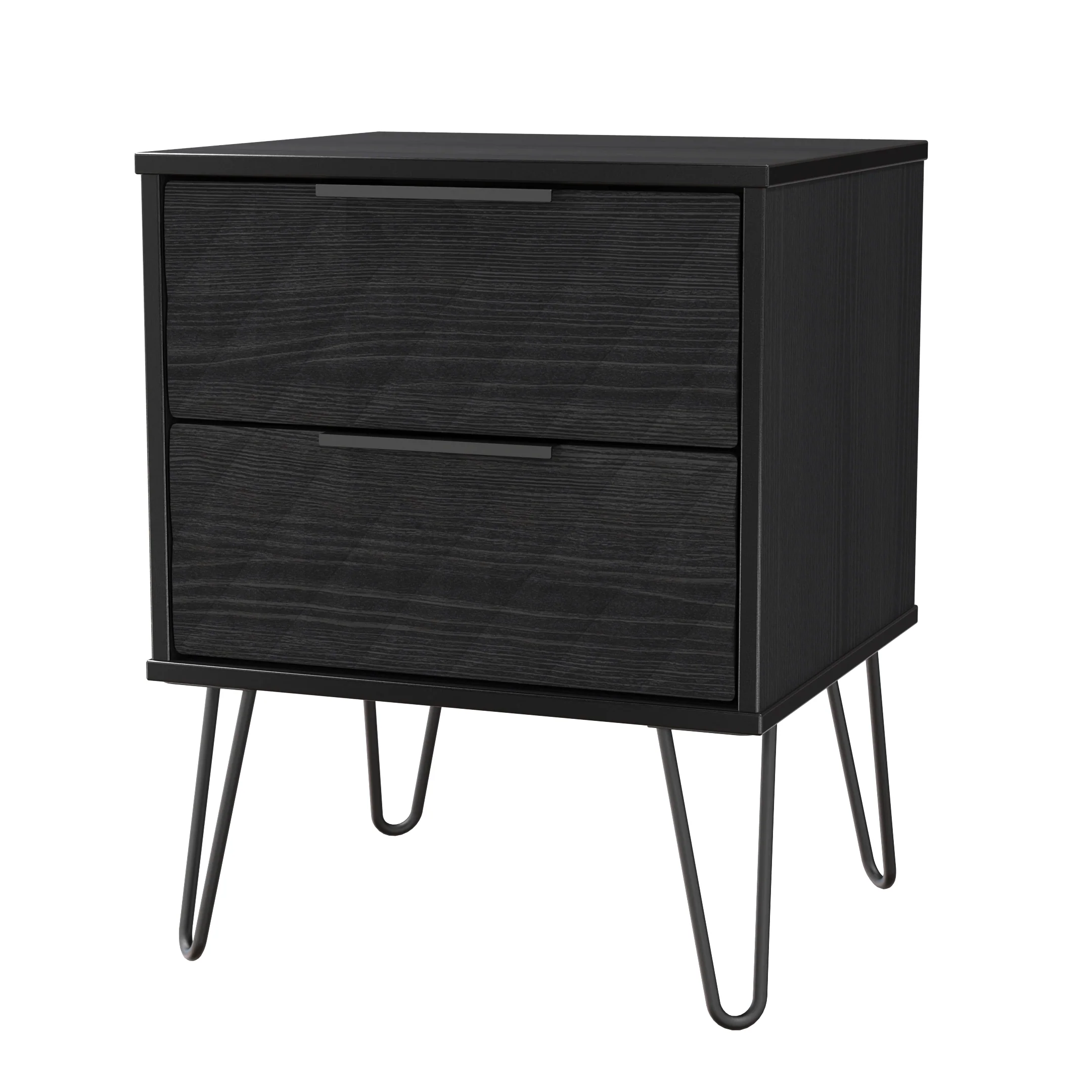 Harlequin 2 Drawer Bedside in Black Ash - Ready Assembled - Image 3