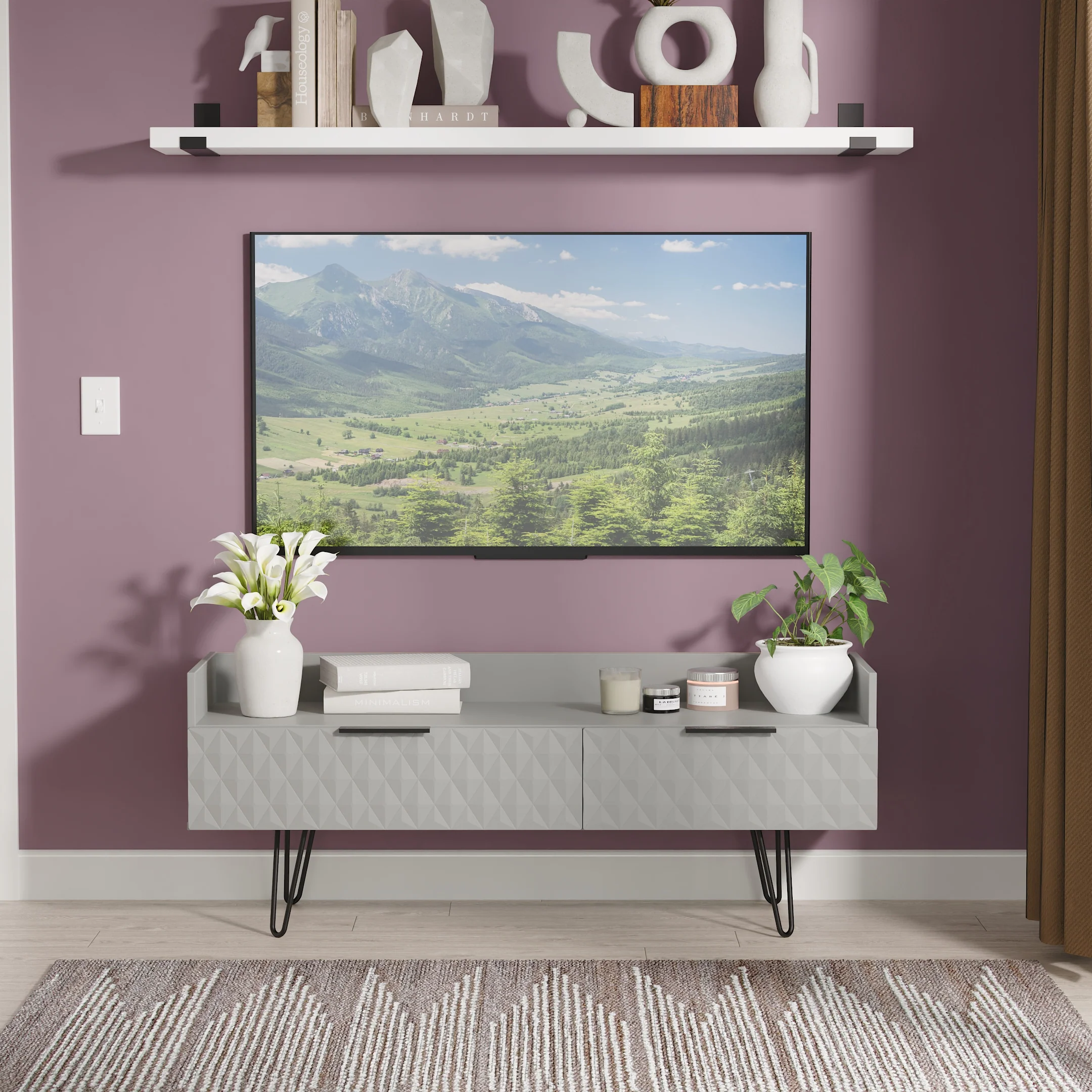 Harlequin 2 Drawer Coffee TV Unit in Dusk Grey - Ready Assembled