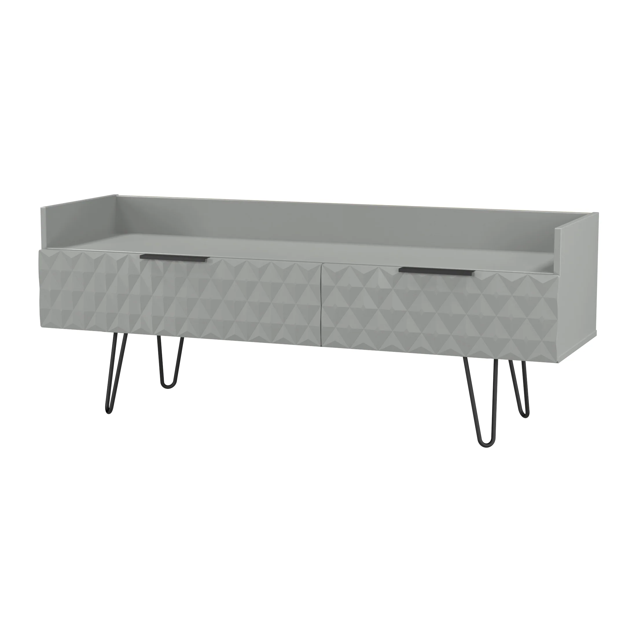 Harlequin 2 Drawer Coffee TV Unit in Dusk Grey - Ready Assembled - Image 4