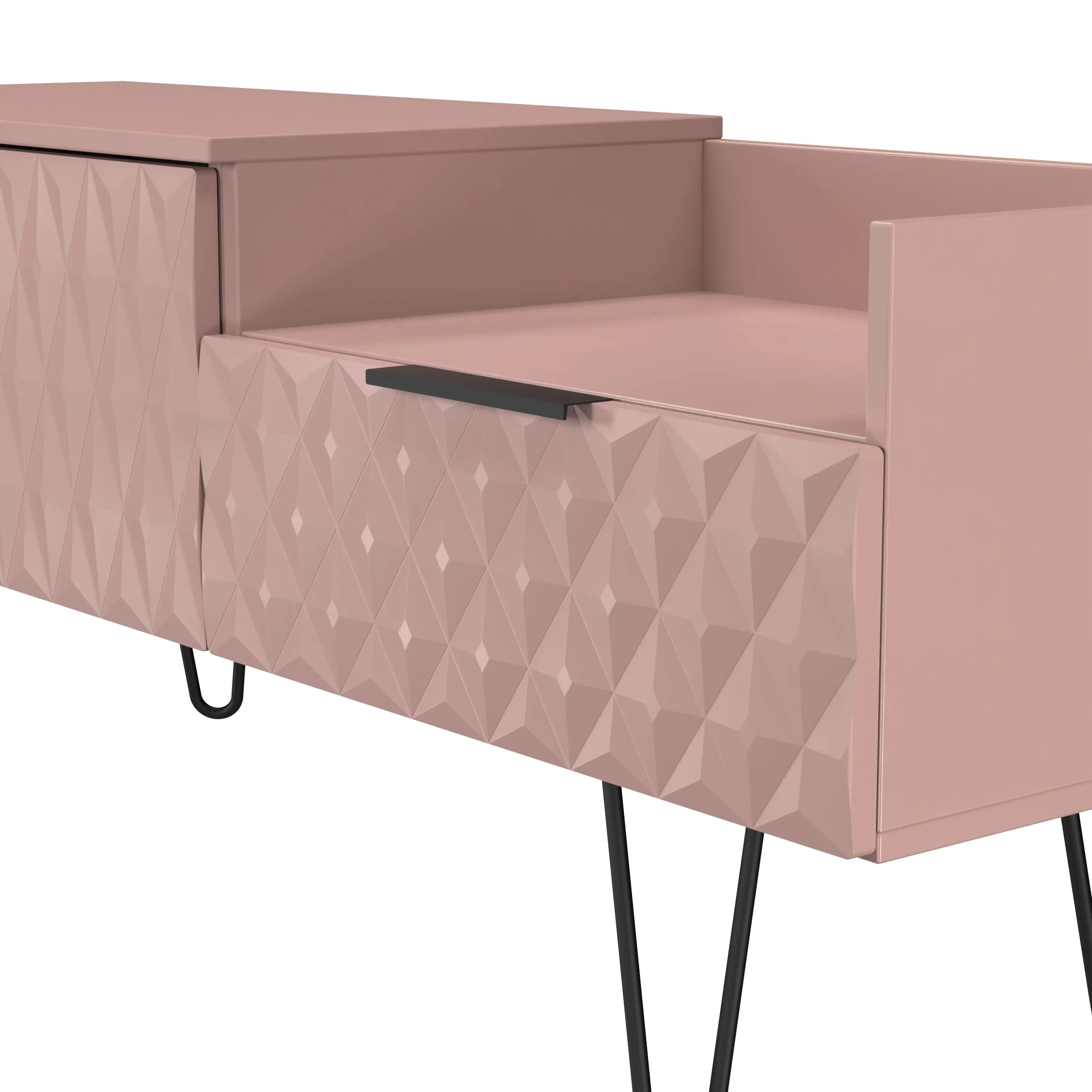 Harlequin 2 Drawer Coffee TV Unit in Kobe Pink - Ready Assembled - Image 5