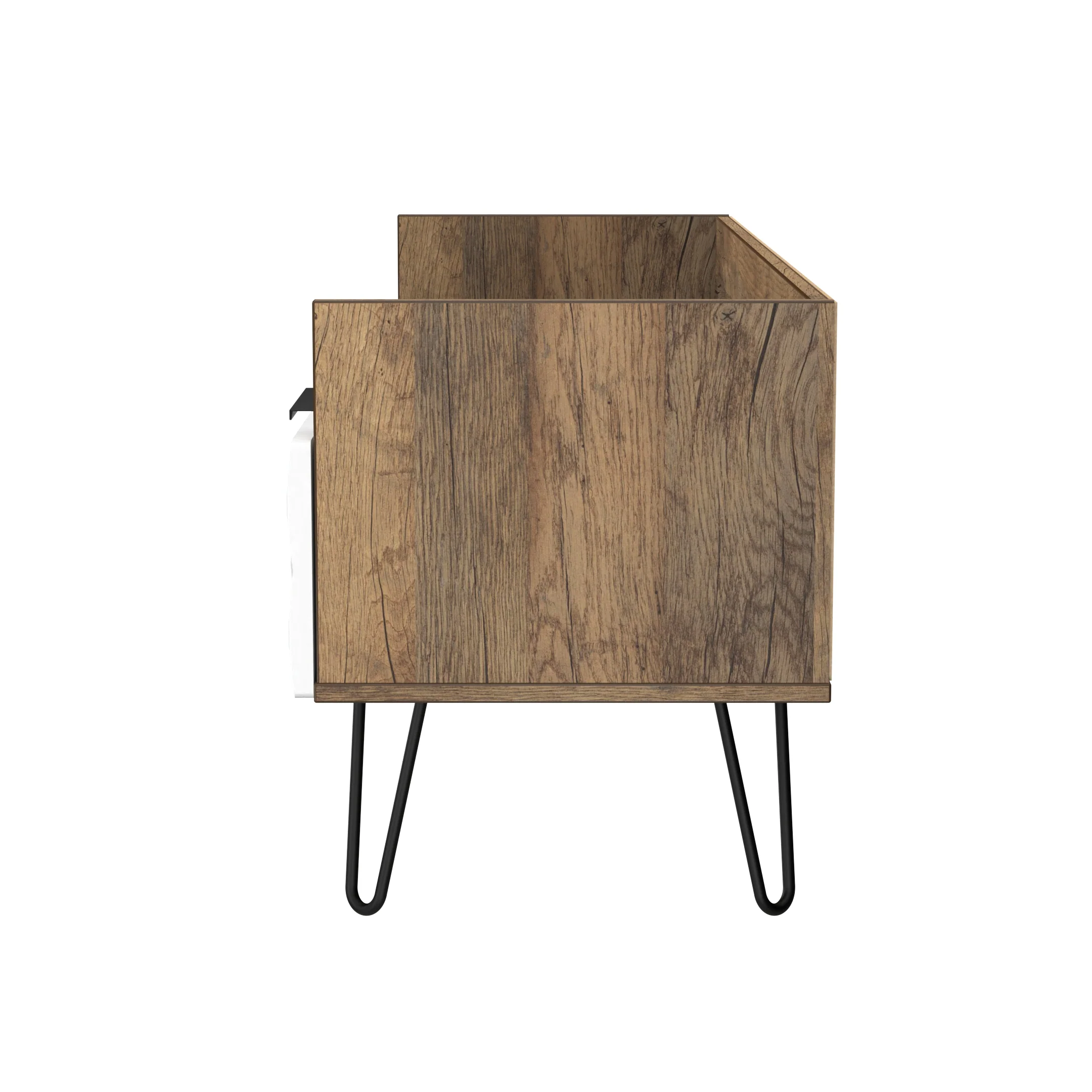 Harlequin 2 Drawer Coffee TV Unit in White Matt & Vintage Oak - Ready Assembled - Image 3