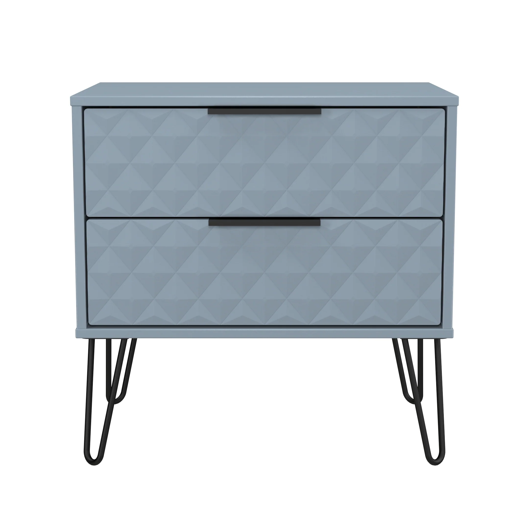 Harlequin 2 Drawer Side Table in Denim Blue - Ready Assembled - Image 2