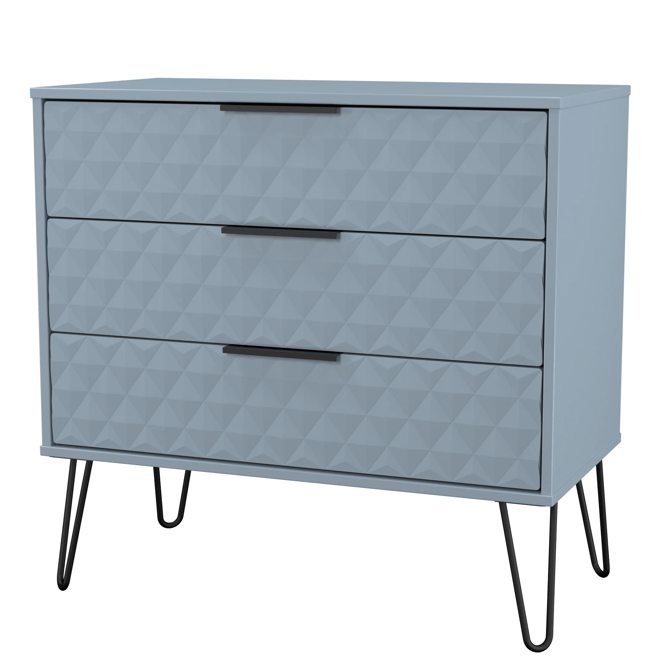Harlequin 3 Drawer Chest in Denim Blue - Ready Assembled - Image 4