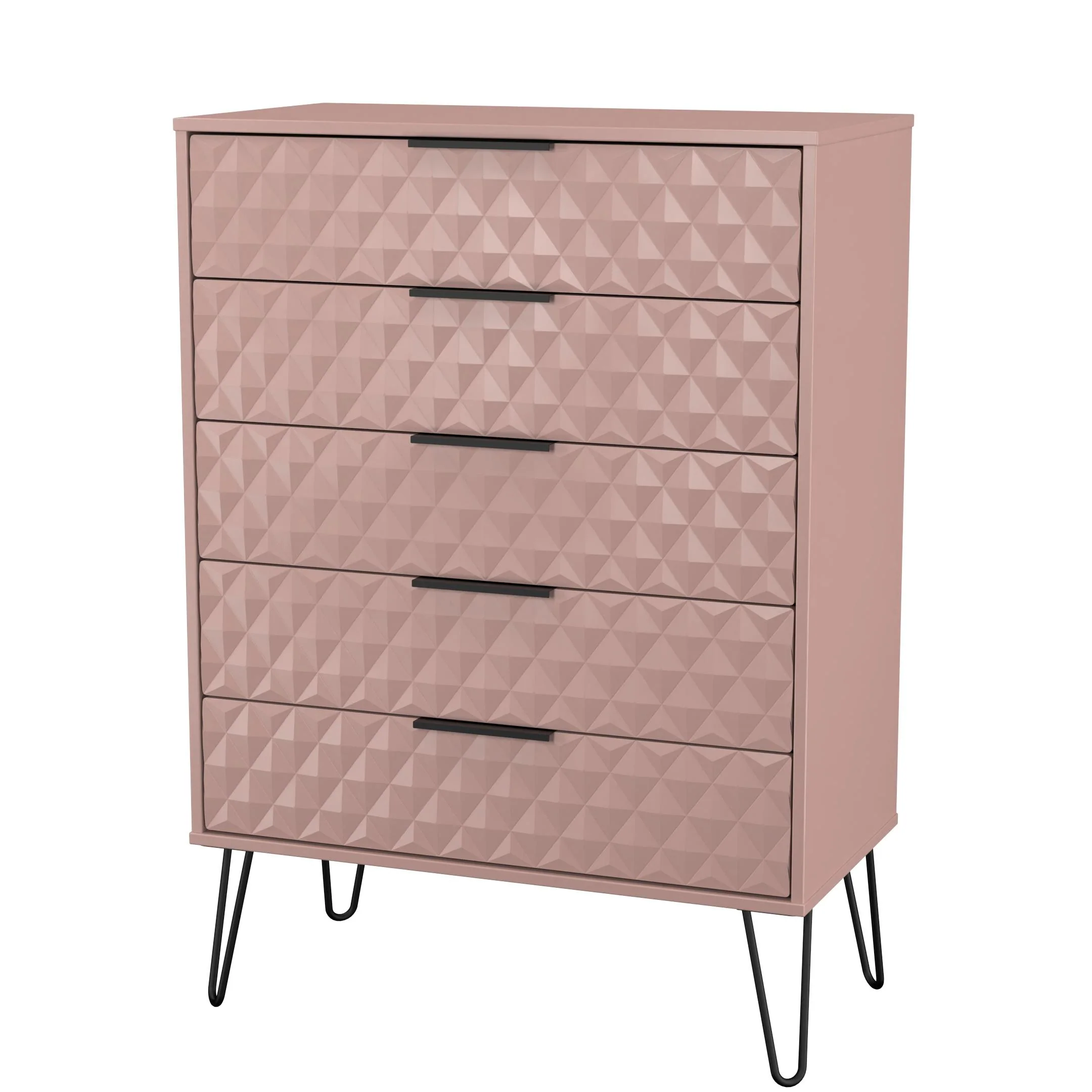 Harlequin 5 Drawer Chest in Kobe Pink - Ready Assembled - Image 4