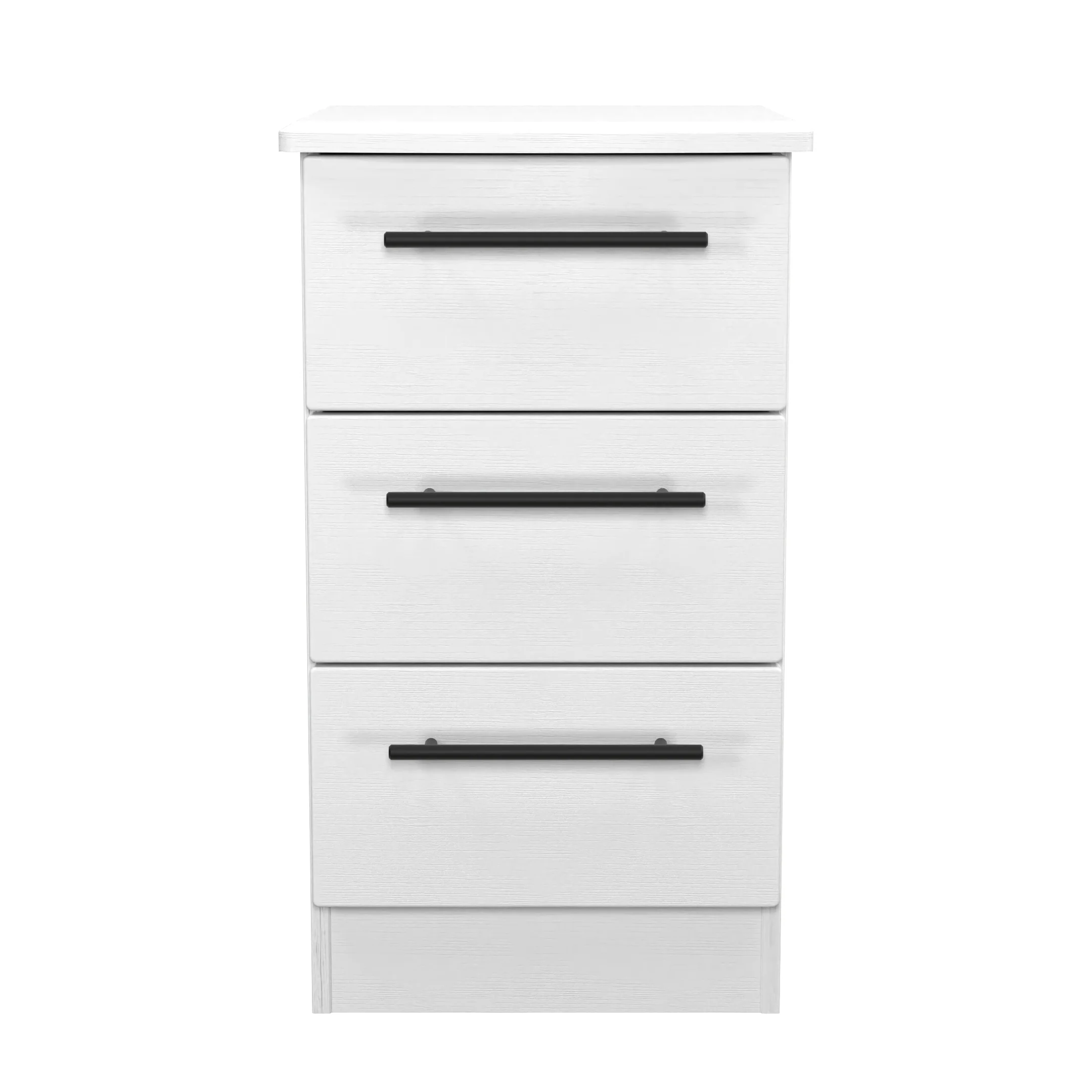 Harrow Ready Assembled 3 Drawer Bedside Cabinet in White Ash - Image 2