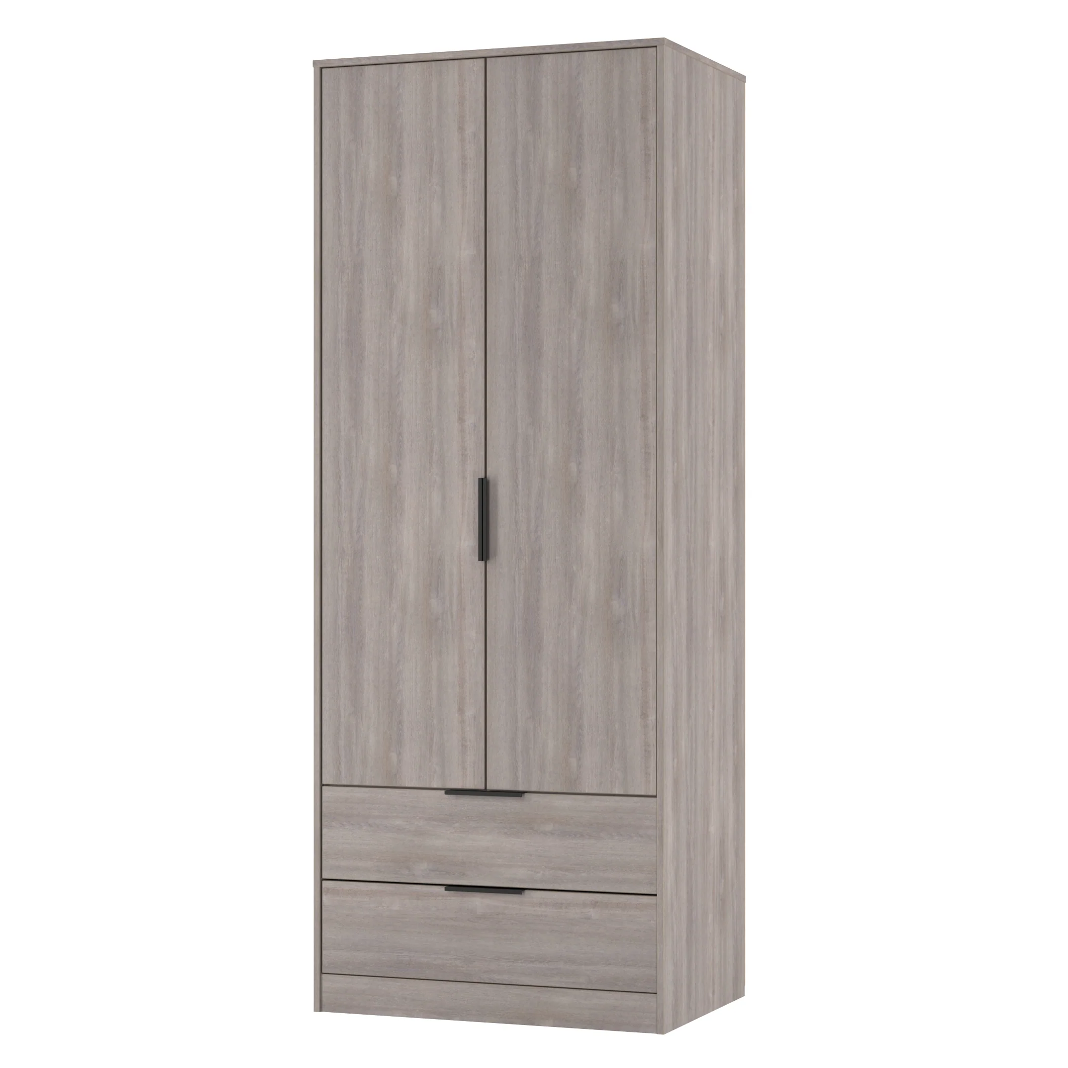 Havana Ready Assembled 2 Door 2 Drawer Wardrobe in Grey Oak - Image 4