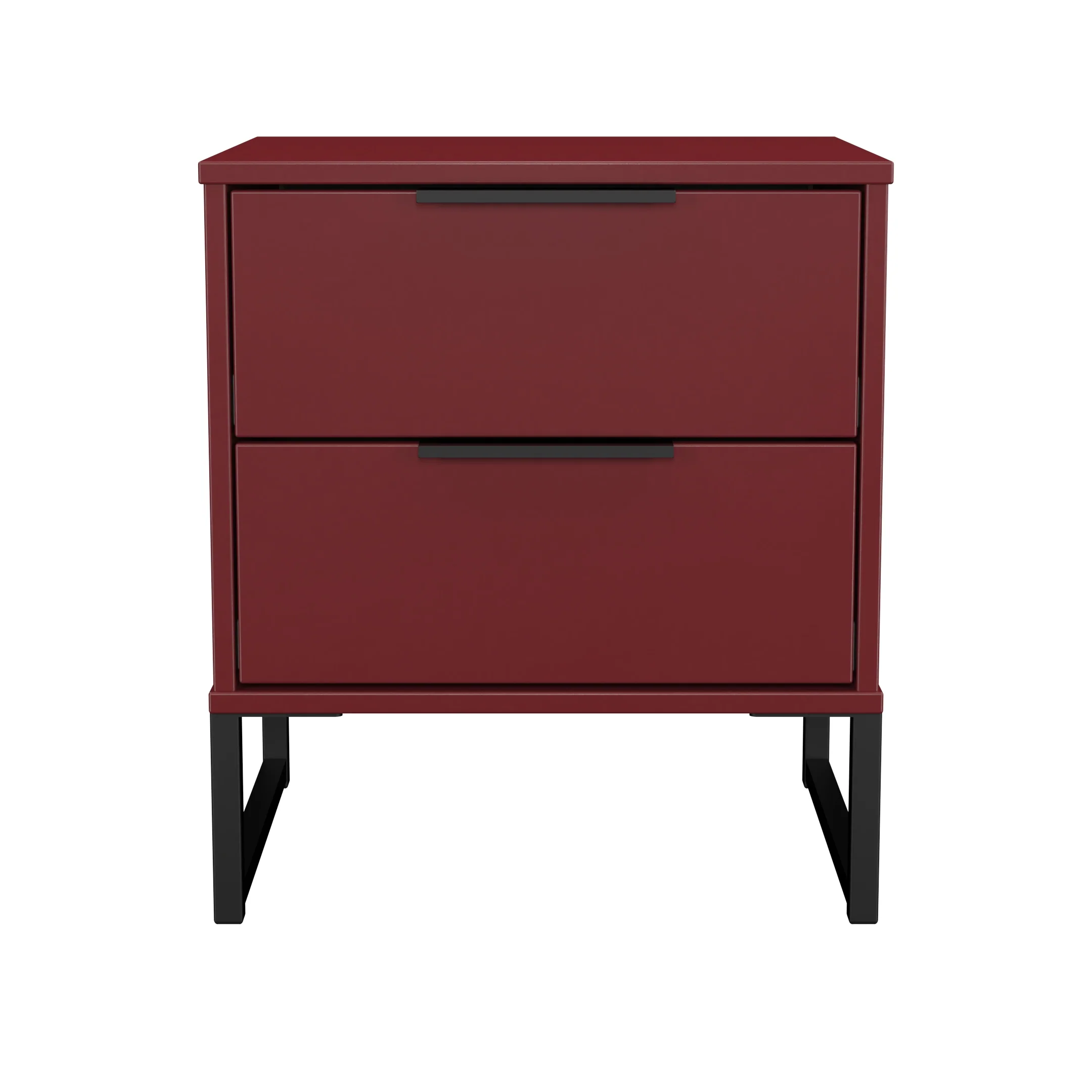Havana Ready Assembled 2 Drawer Bedside Cabinet in Red Matt - Image 2