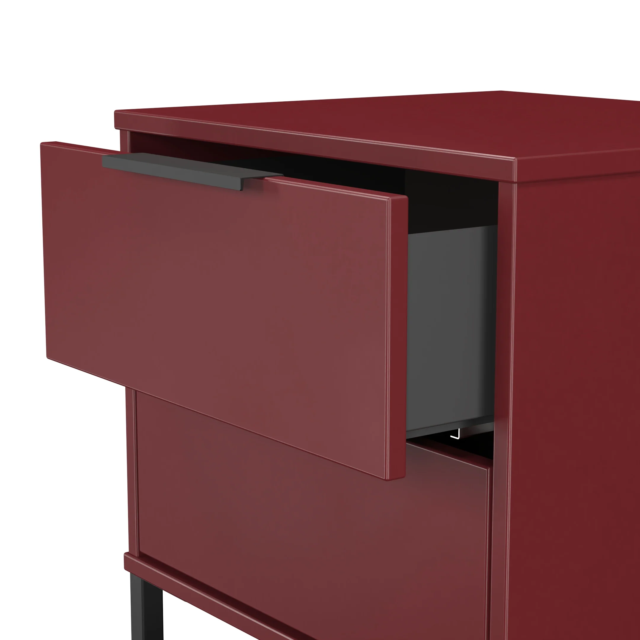 Havana Ready Assembled 2 Drawer Bedside Cabinet in Red Matt - Image 6