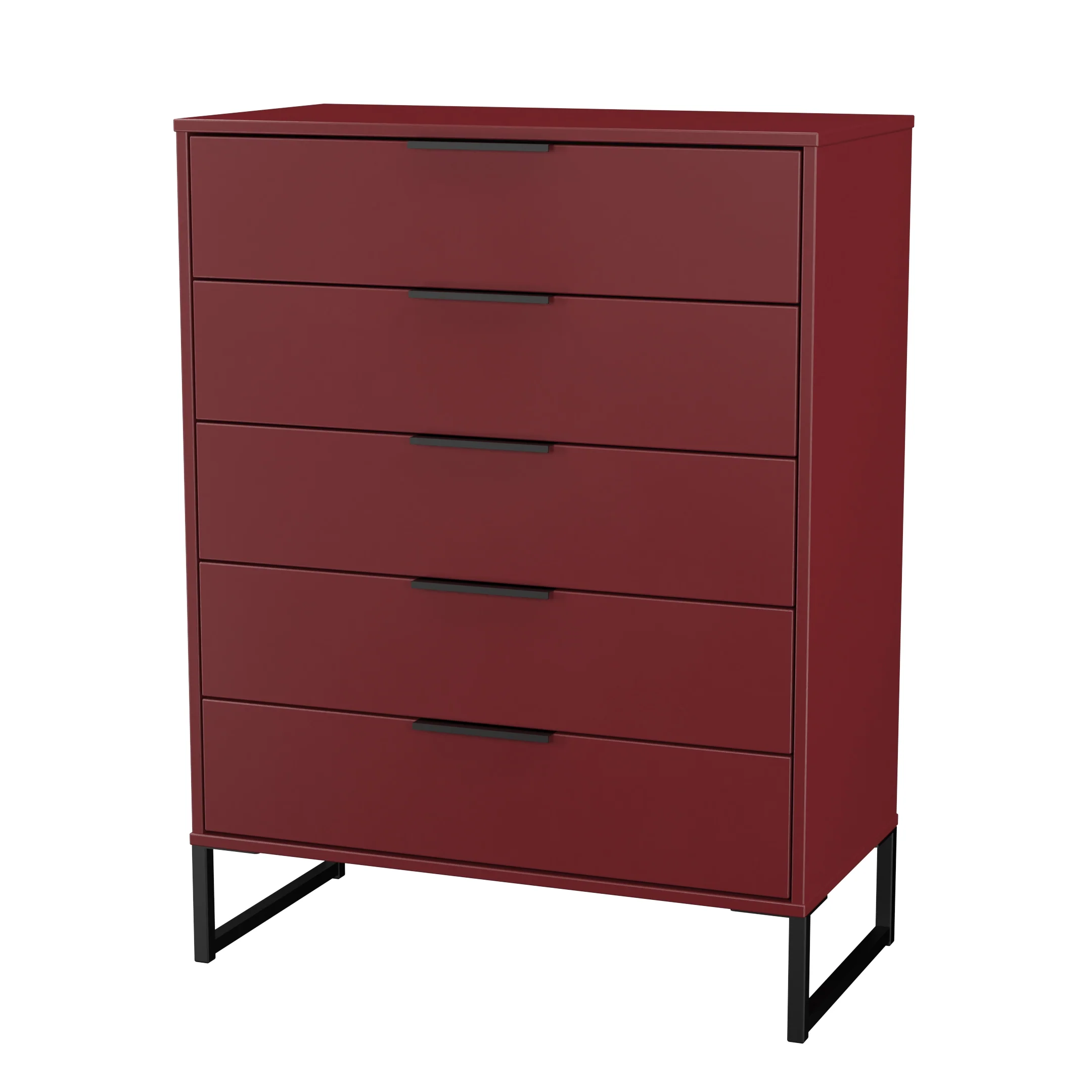 Havana Ready Assembled 5 Drawer Chest in Red Matt - Image 4
