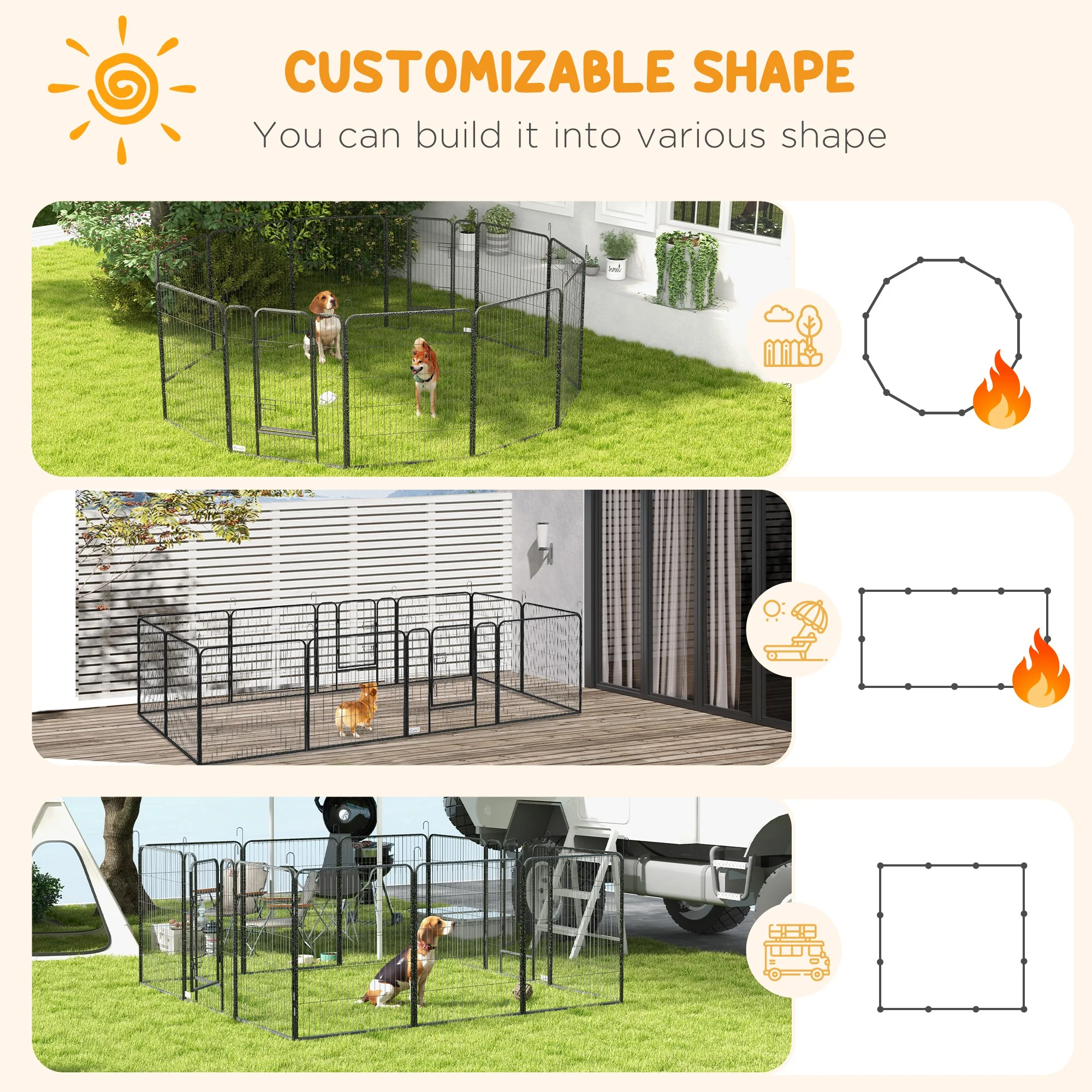 Heavy Duty Puppy Play Pen, 12 Panels Pet Exercise Pen, for Indoors, Outdoors - Image 3