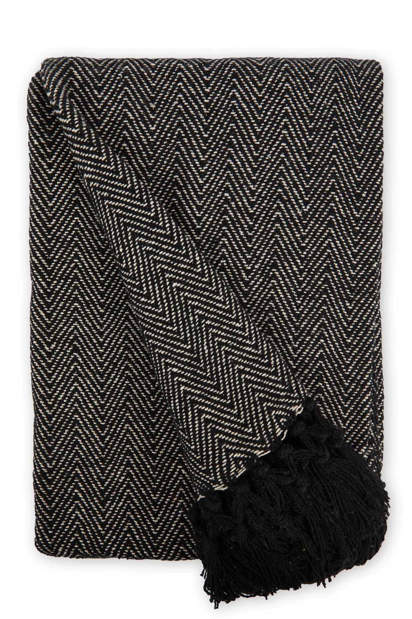 Herringbone - Recycled Cotton Throw in Black (90" x 100") - Image 4