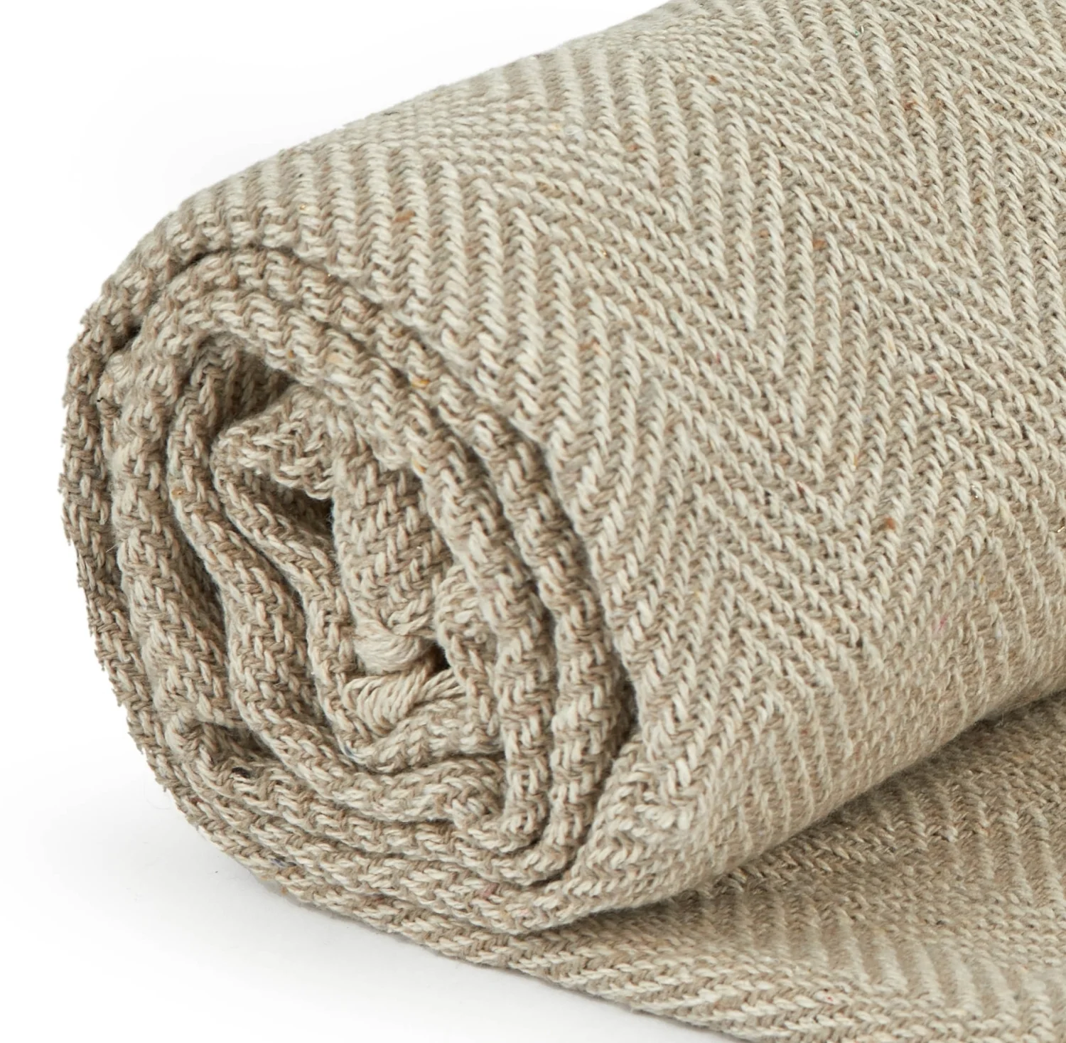 Herringbone - Recycled Cotton Throw In Natural (90x100") - Image 3