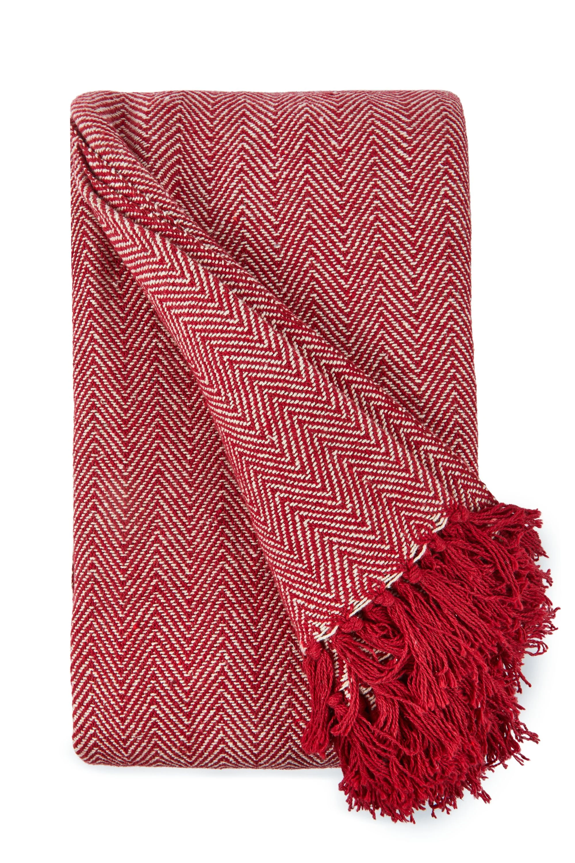 Herringbone - Recycled Cotton Throw In Red (70x100") - Image 4