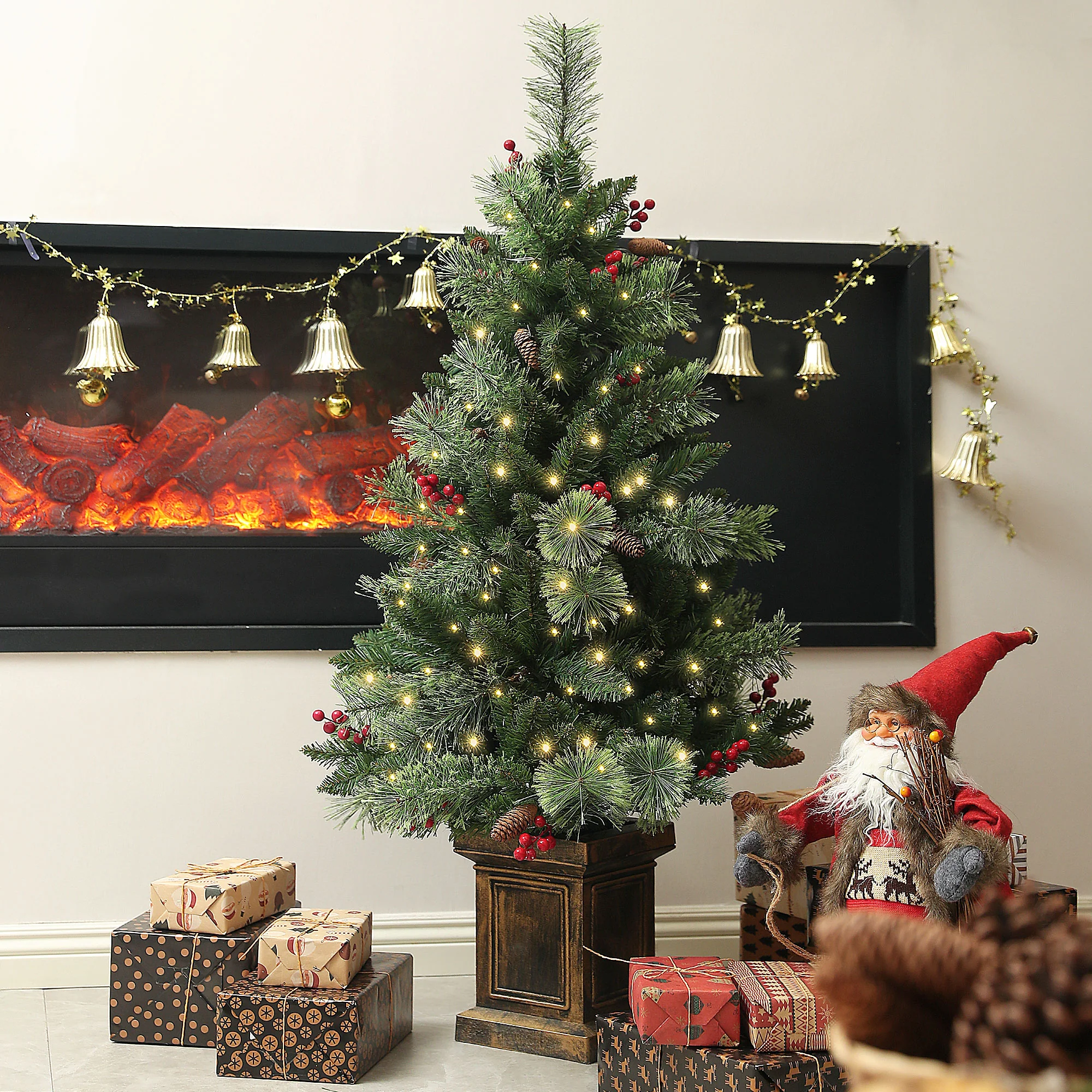 HOMCOM 1.2m Prelit Christmas Tree With 100 Warm White LED Lights And 8 Modes - Image 2