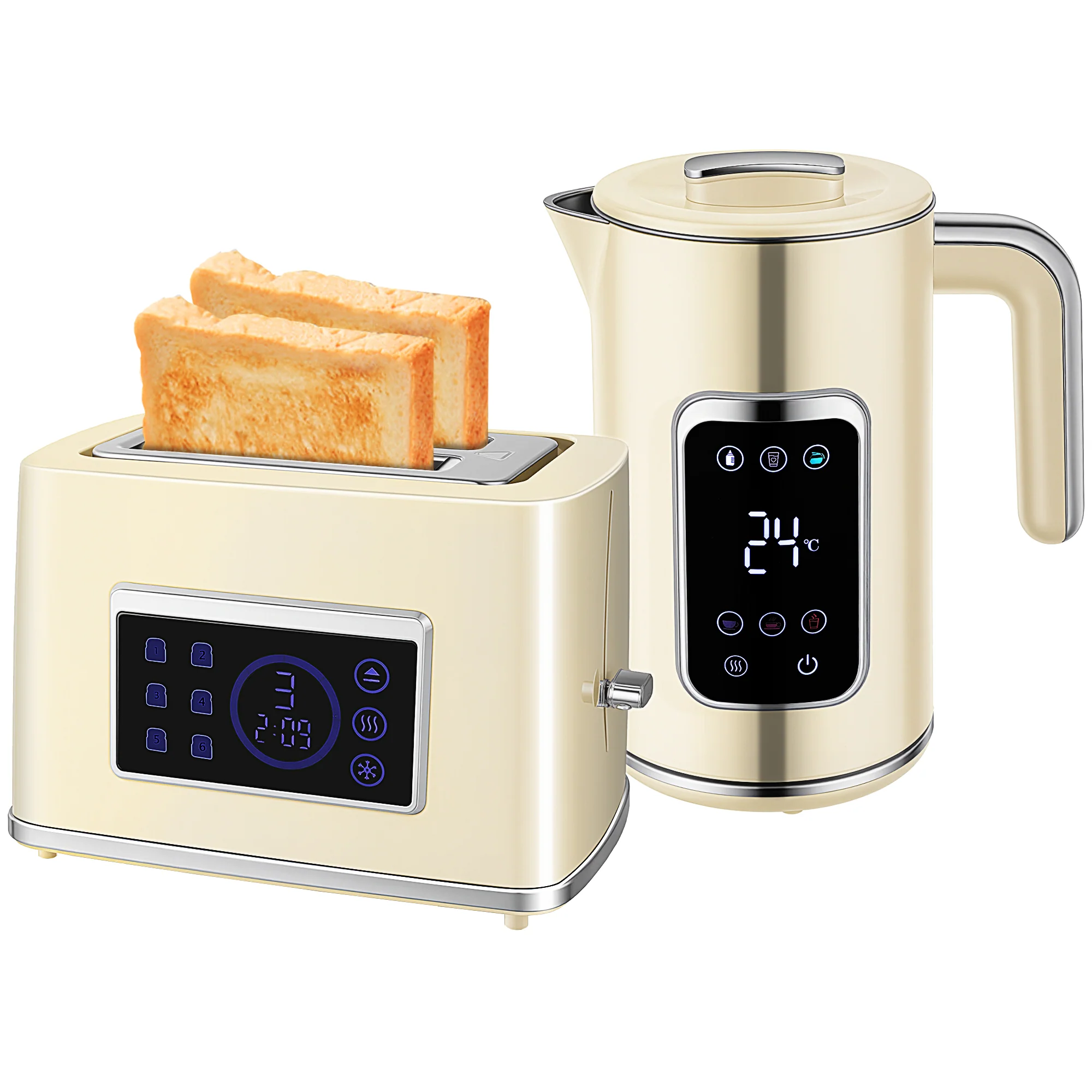 HOMCOM 1.7L 3000W Rapid Boil Kettle and 2 Slice Toaster Set Crumb Tray - Image 10