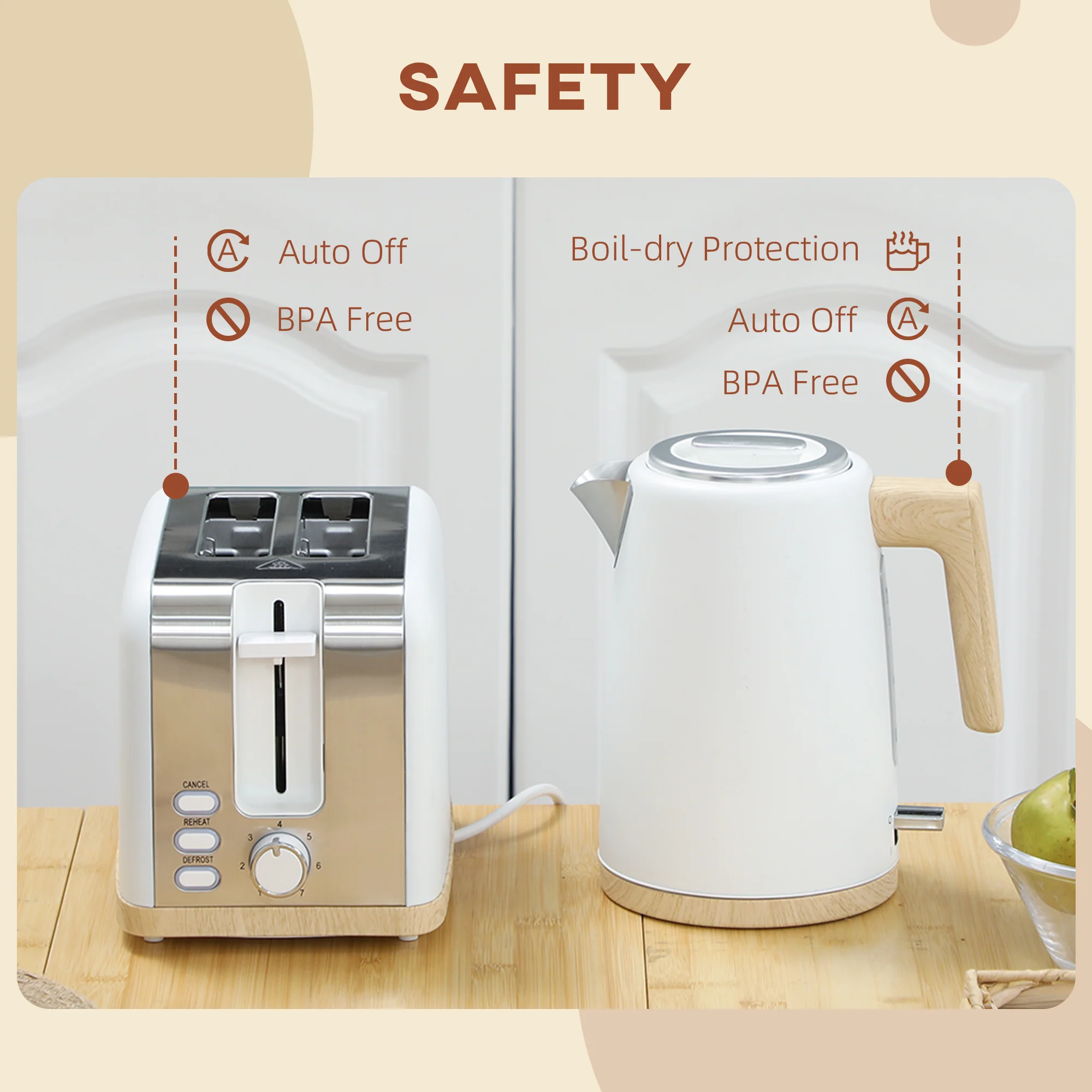 HOMCOM 1.7L Electric Fast Boil Kettle And 2 Slice Toaster Set - Image 25