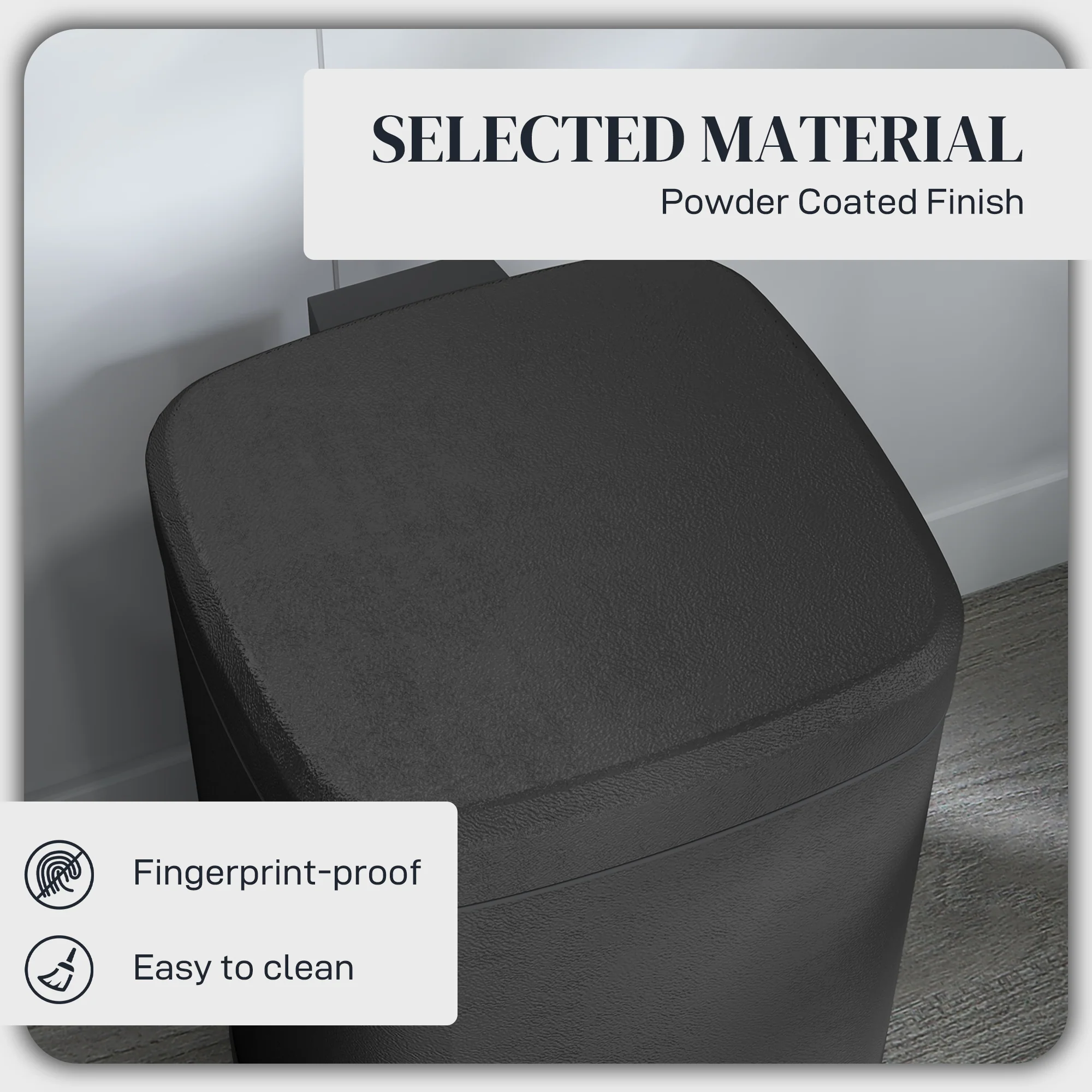 HOMCOM 12L Kitchen Pedal Bin, Metal Rubbish Bin with Soft-close Lid - Image 6