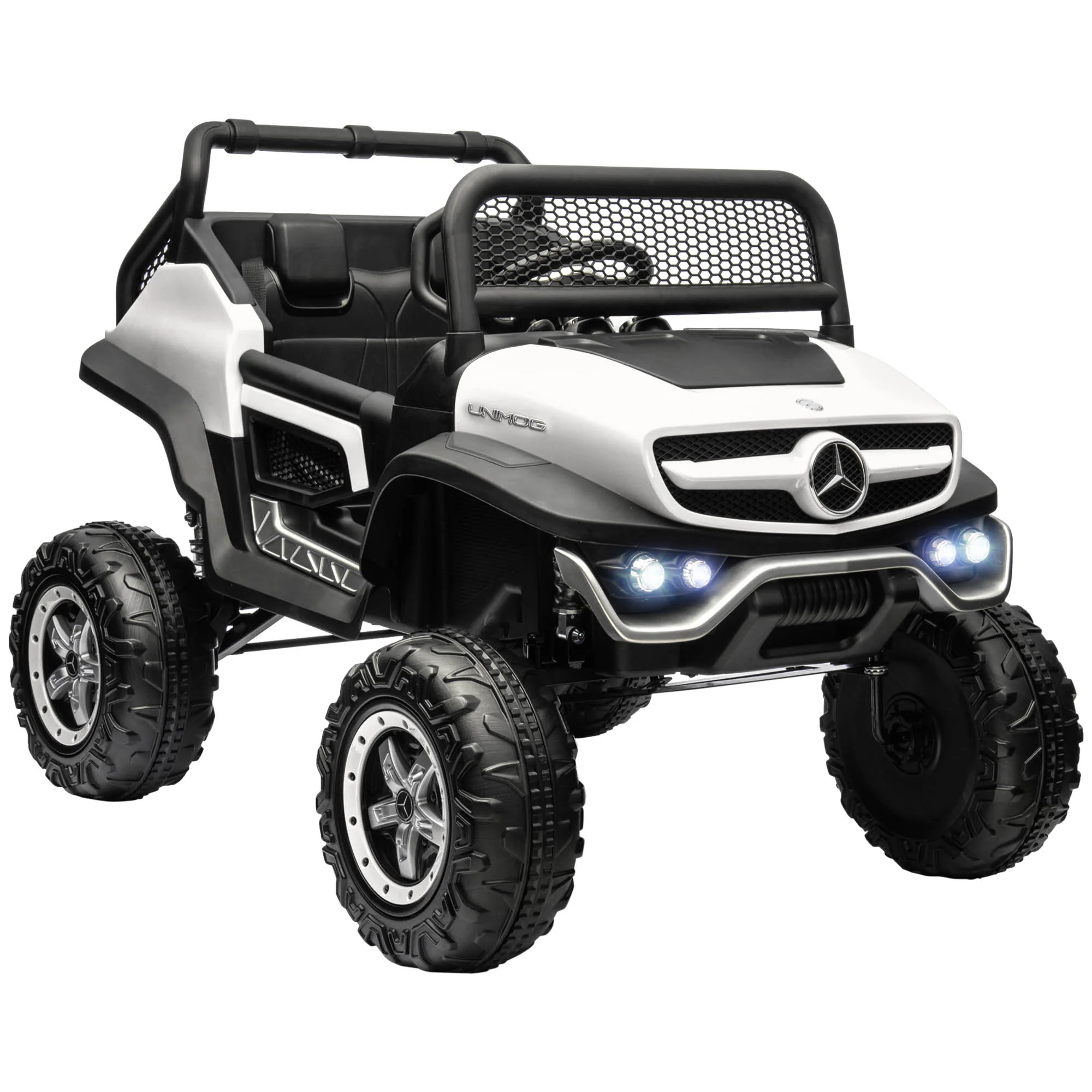 HOMCOM 12V Licensed Mercedes-Benz Unimog, Kids Electric Ride On Car - White