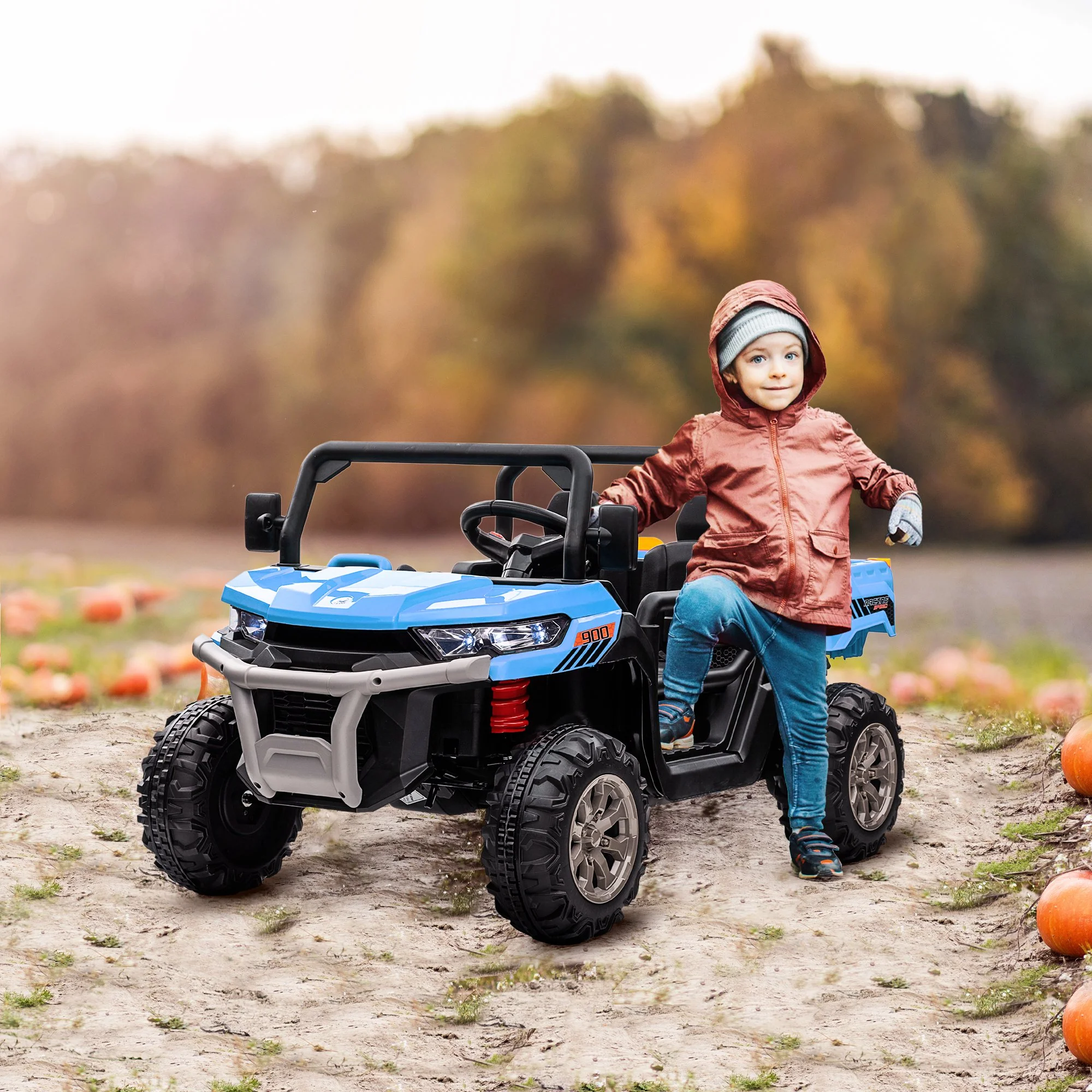 HOMCOM 12V Two-Seater Kids Electric Ride-On Car W/ Electric Bucket - Green - Image 11