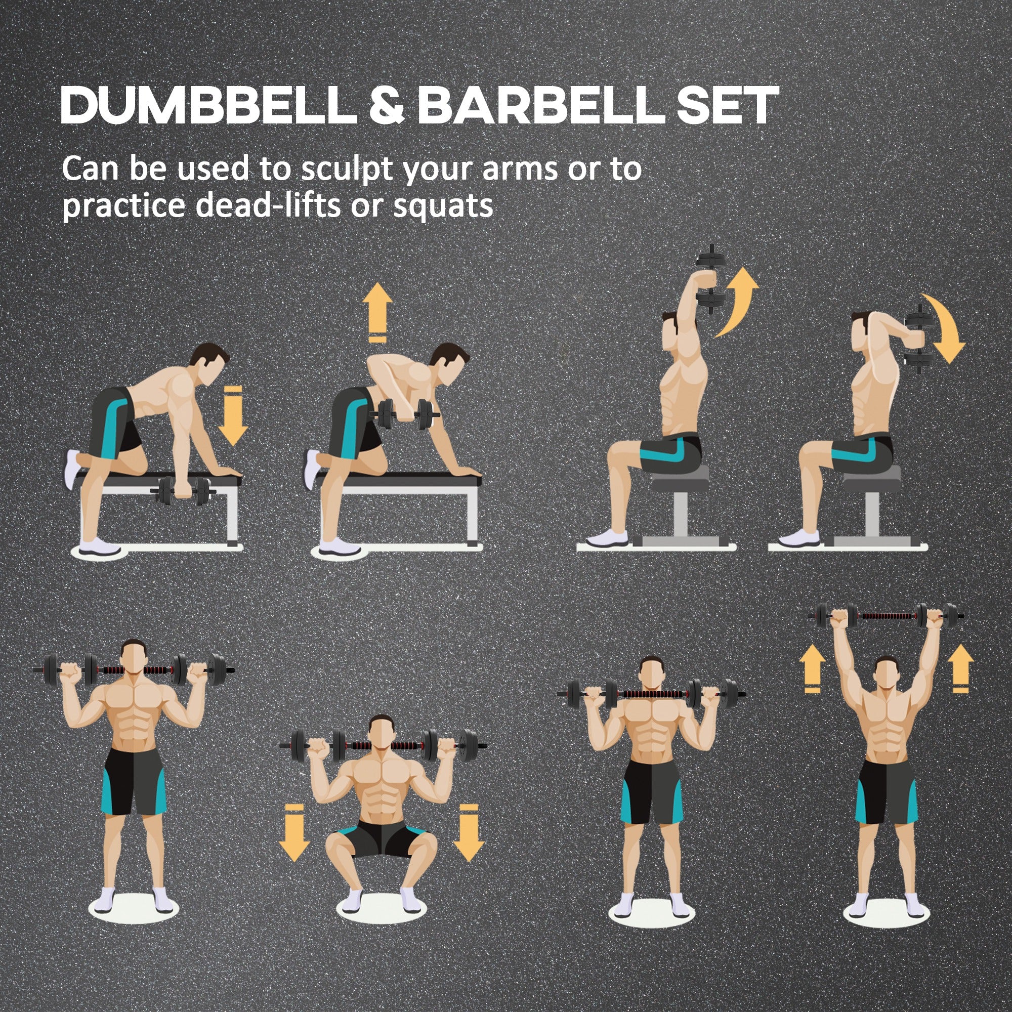 HOMCOM 15 kg Adjustable 2 in 1 Barbell Dumbbells Weight Set for Body Fitness - Image 3