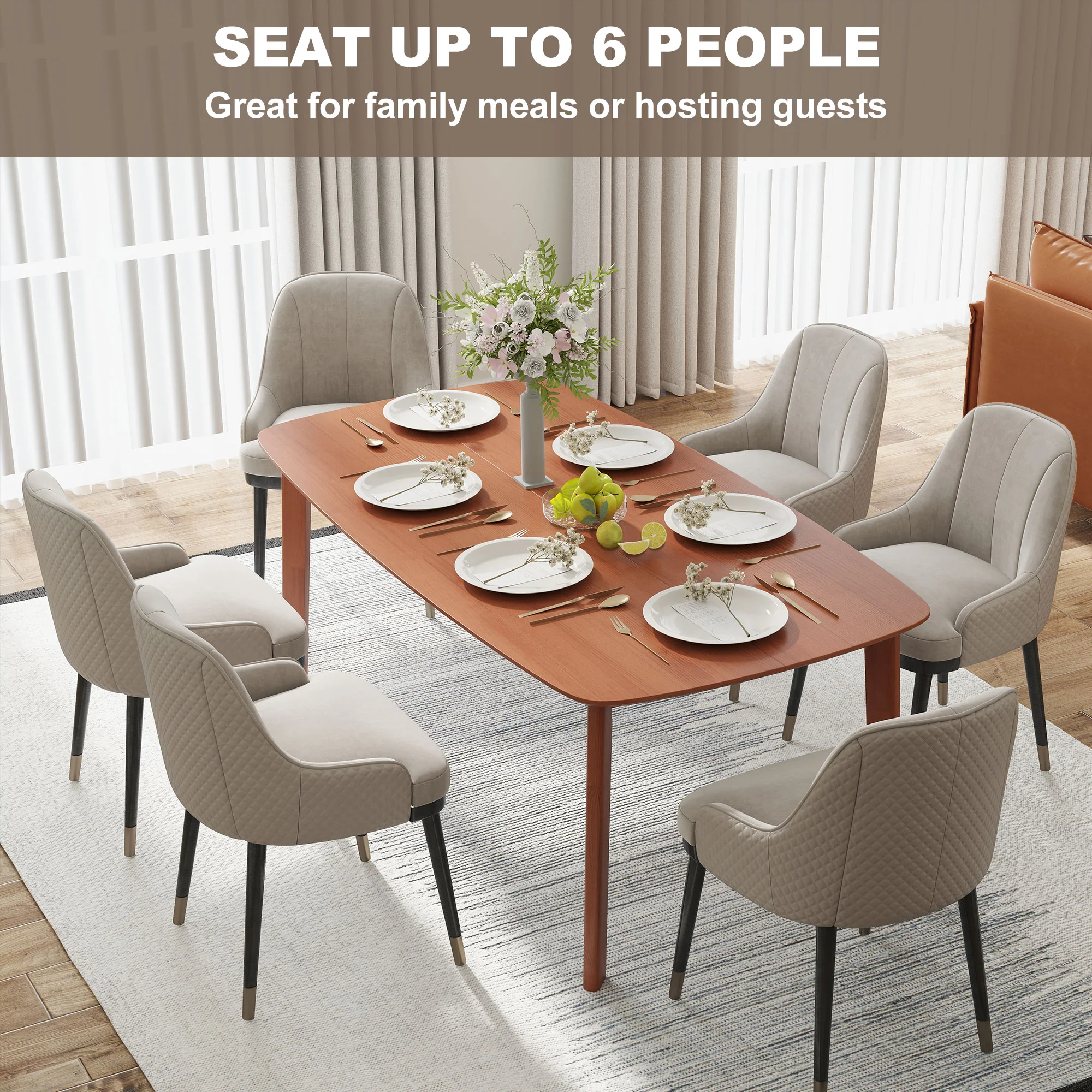 HOMCOM 150 Cm Rectangular Dining Table With Solid Wood Frame, Light Brown - Image 3