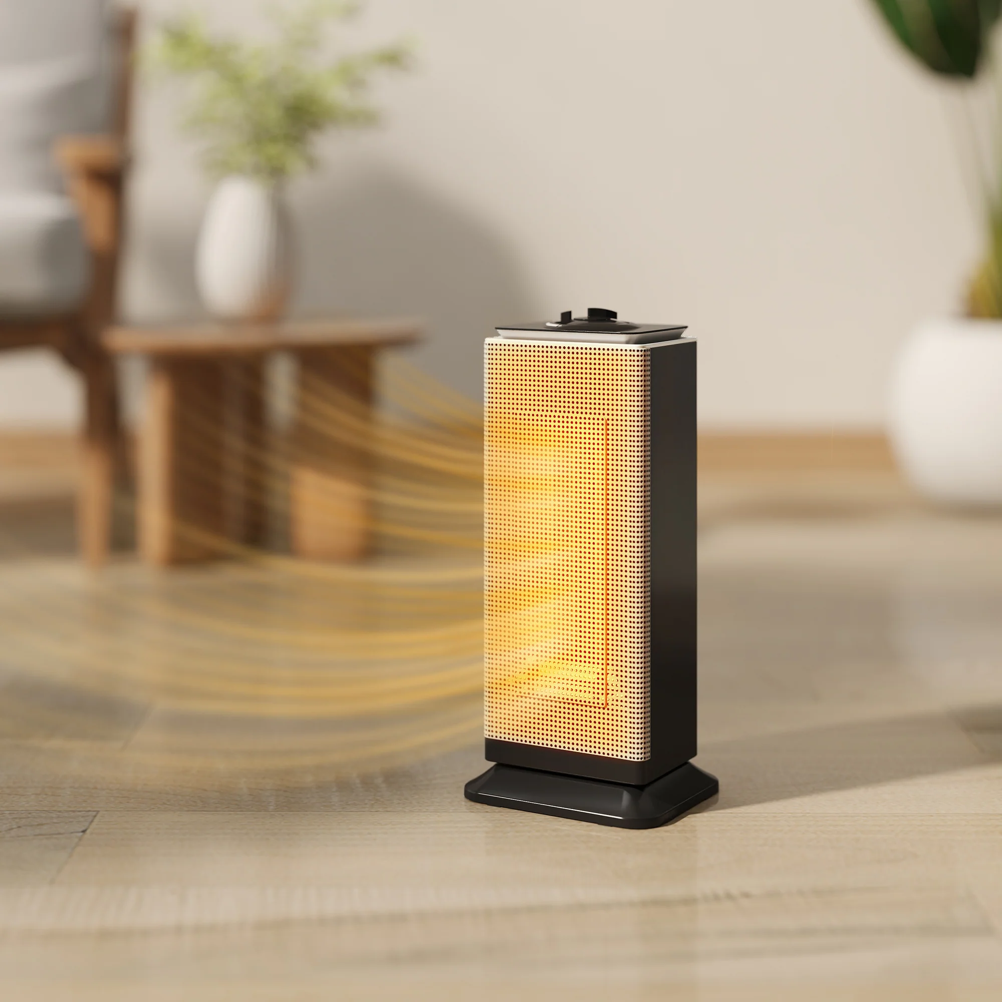 HOMCOM 1500W Electric Heater, Ceramic Space Heater With Fan, Black - Image 2