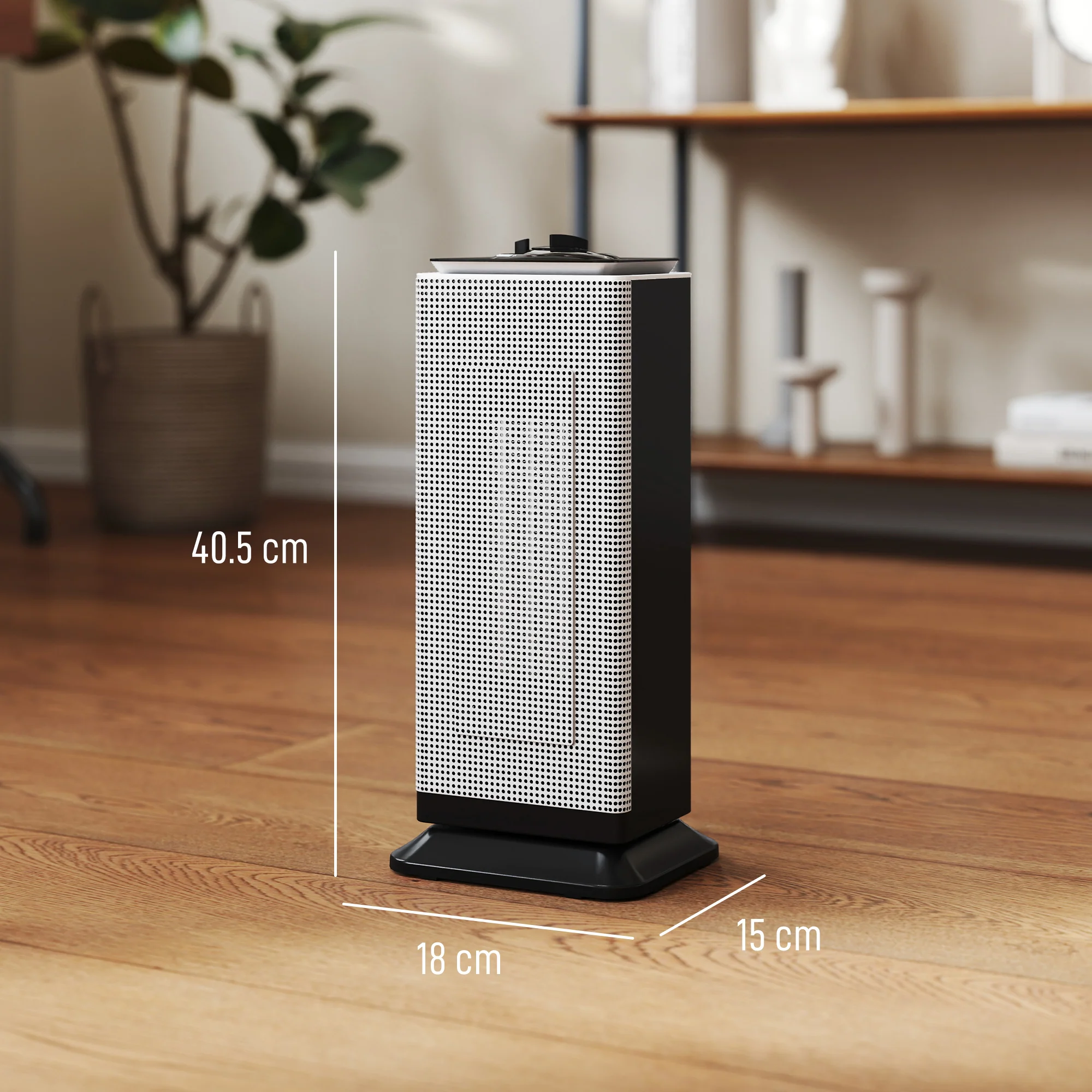 HOMCOM 1500W Electric Heater, Ceramic Space Heater With Fan, Black - Image 5