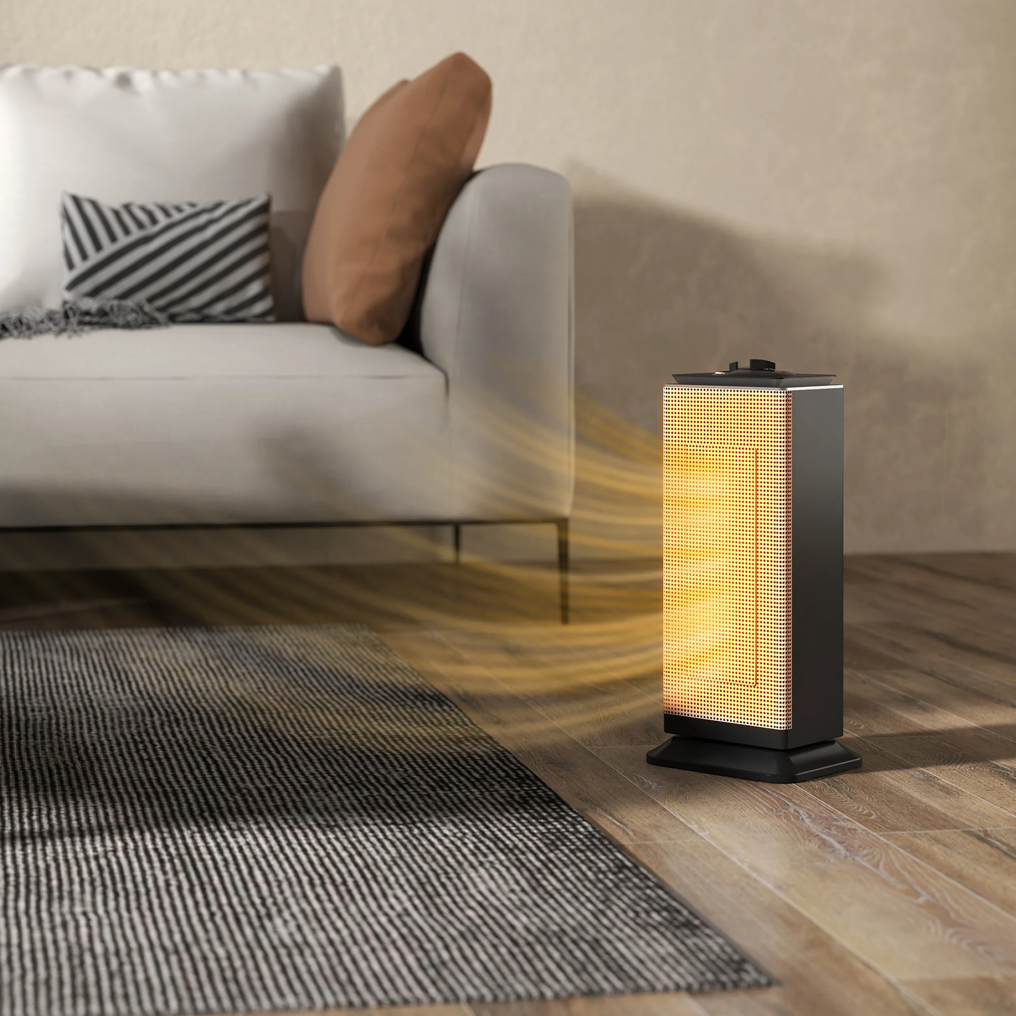 HOMCOM 1500W Electric Heater, Ceramic Space Heater With Fan, Black - Image 9