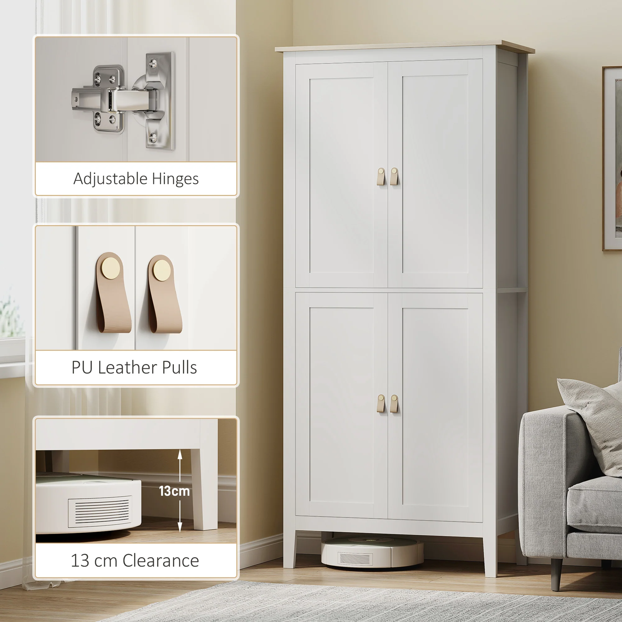 HOMCOM 176.5 Cm Tall Freestanding Pantry Storage Cabinet With 4 Doors - Image 17