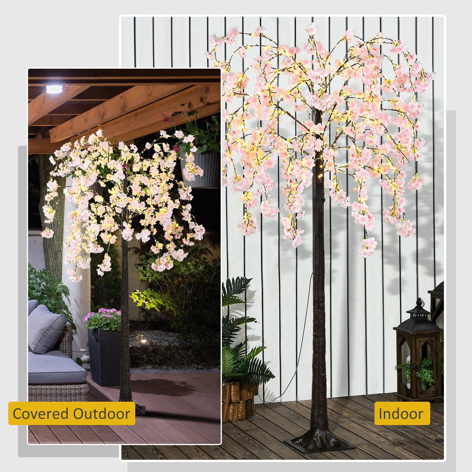 HOMCOM 180cm Cherry Blossom Tree Light With 350 LED Lights Fake Sakura Tree - Image 7
