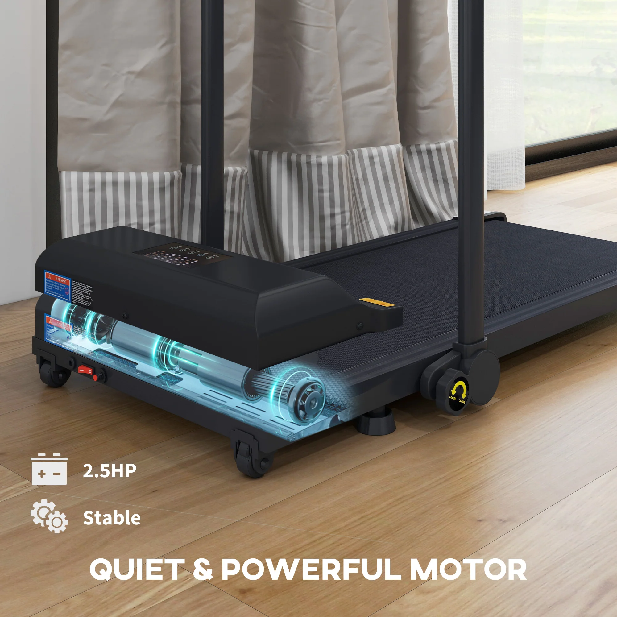 HOMCOM 2.5HP Folding Treadmill Walking Pad with Remote Control, 1-10KM/H - Image 3