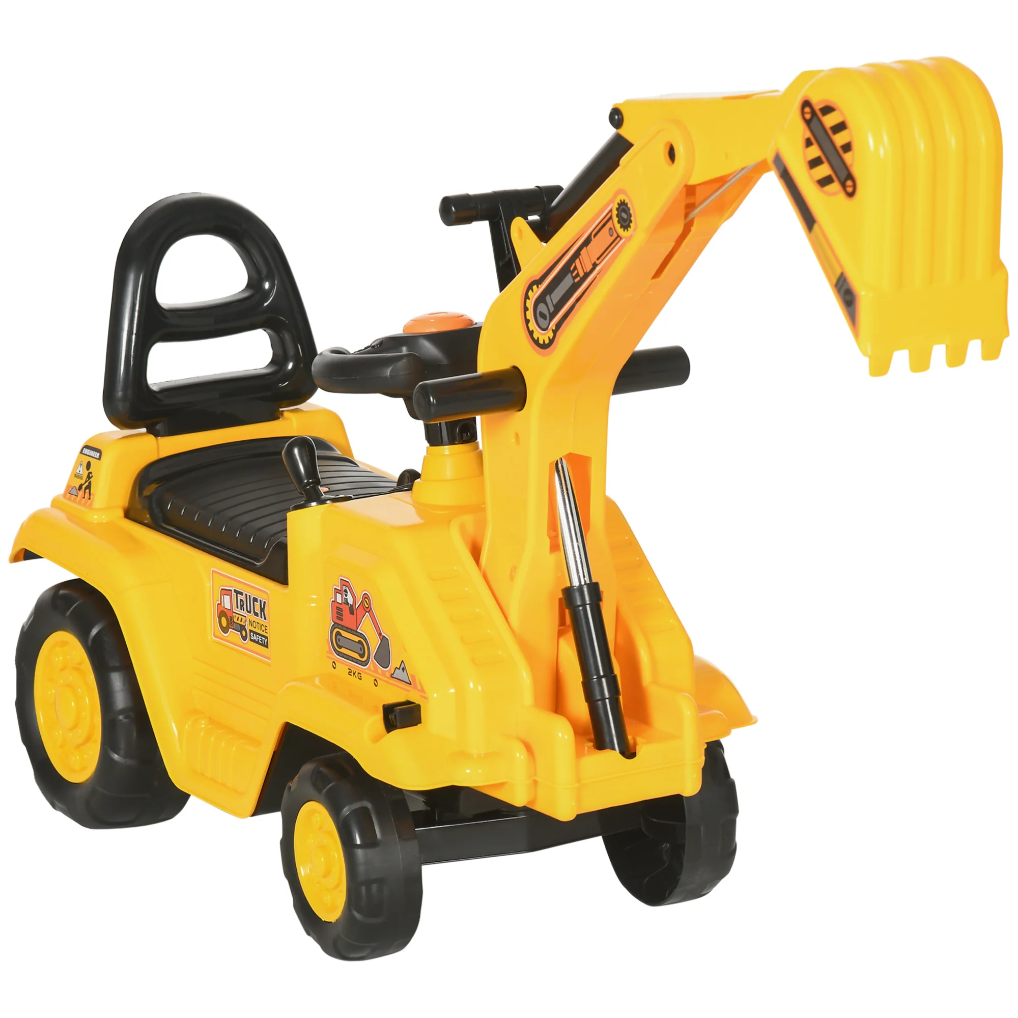 HOMCOM 2 in 1 Kids Ride On Tractor with Buckle, for 1.5-4 Years Old, Yellow